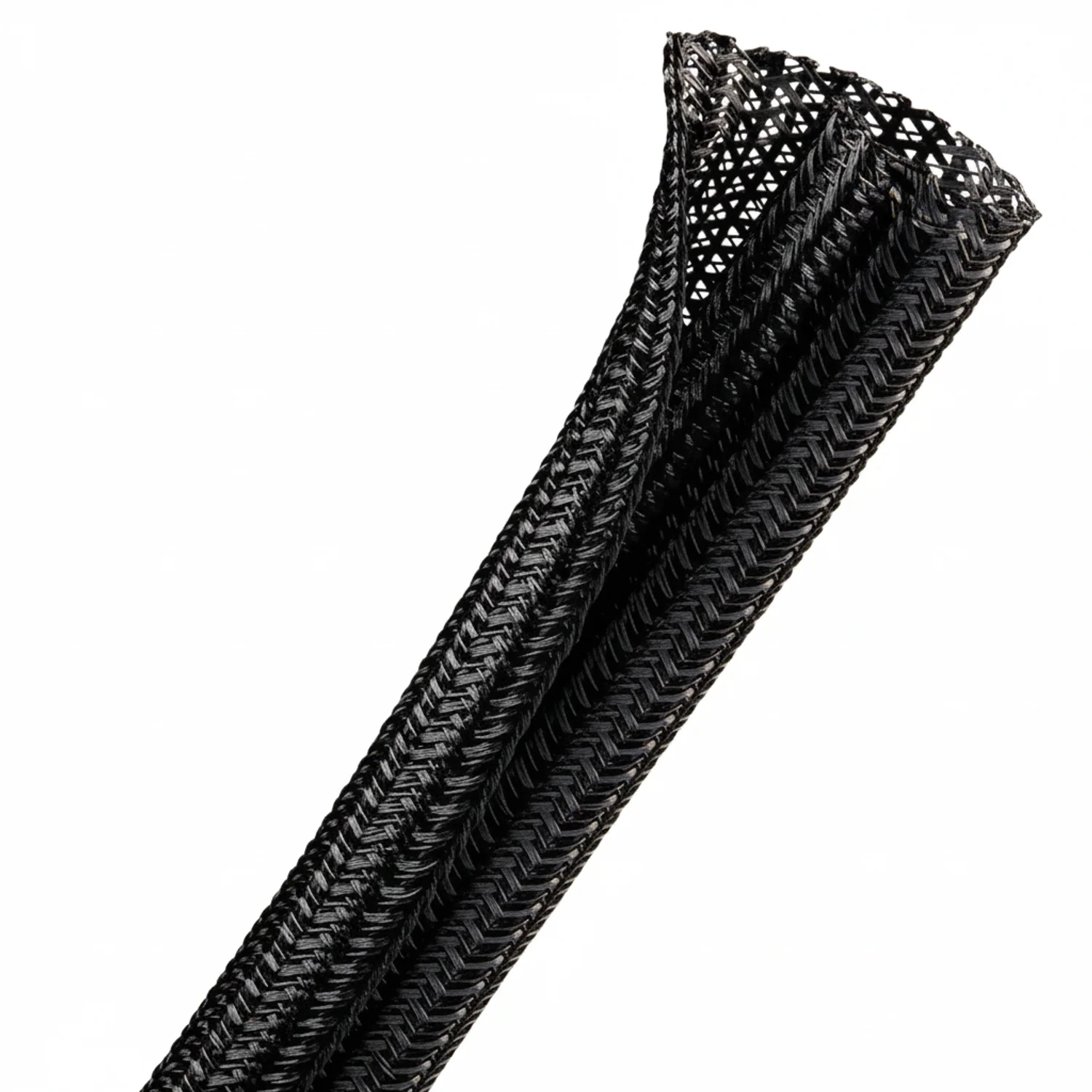 1 1/4" Black Techflex F6 Wrap-Around Braided Sleeving 25ft - Image 2