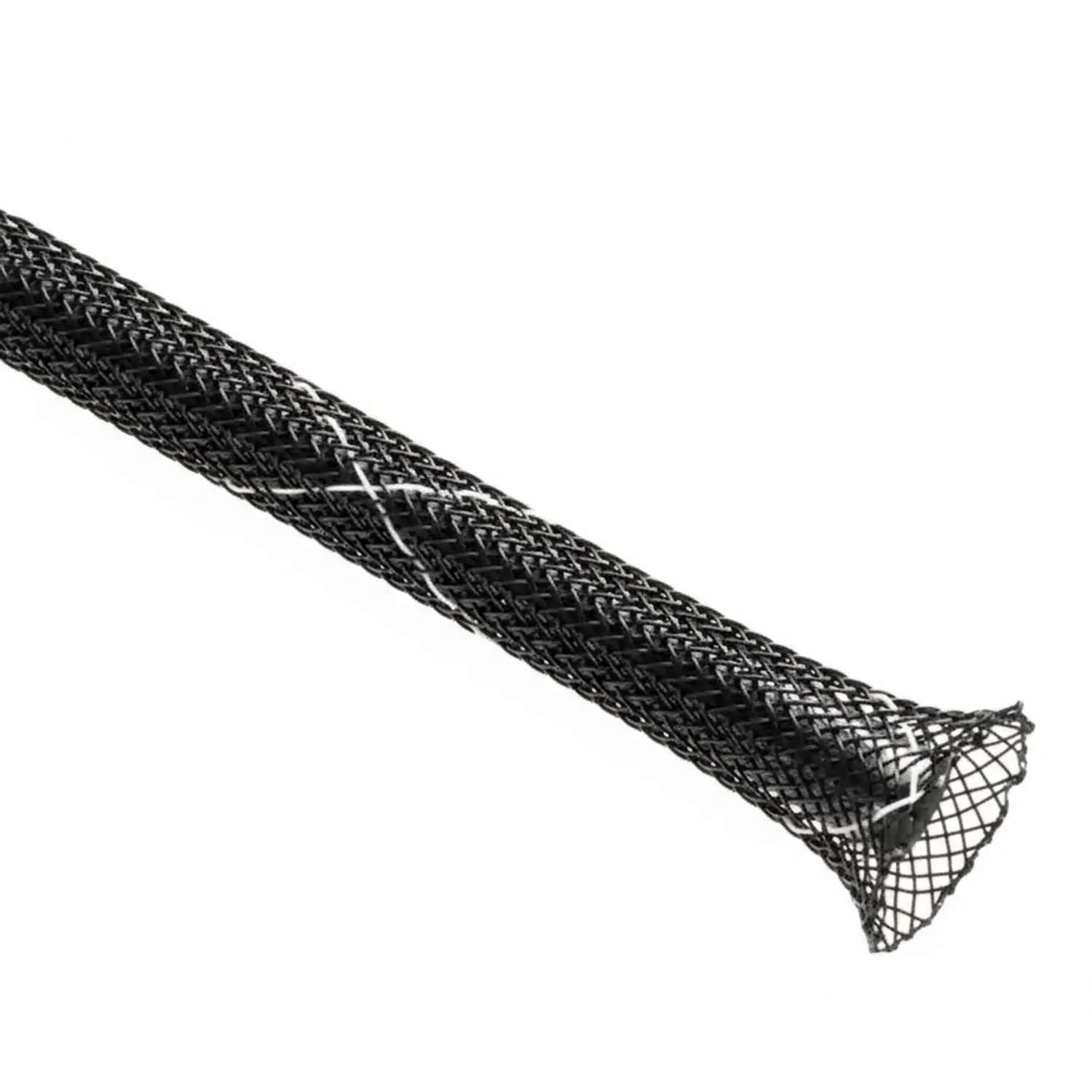1 1/4” Black w/ White Tracer Techflex Flexo FR Flame Retardant Braided Sleeving 50ft - Image 2