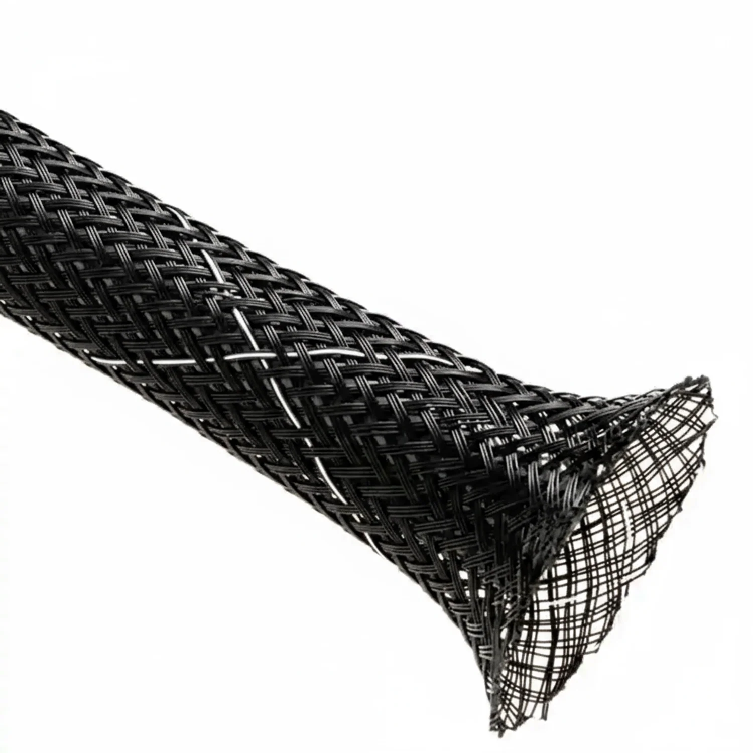 1 1/4” Black w/ White Tracer Techflex Flexo FR Flame Retardant Braided Sleeving 50ft - Image 3