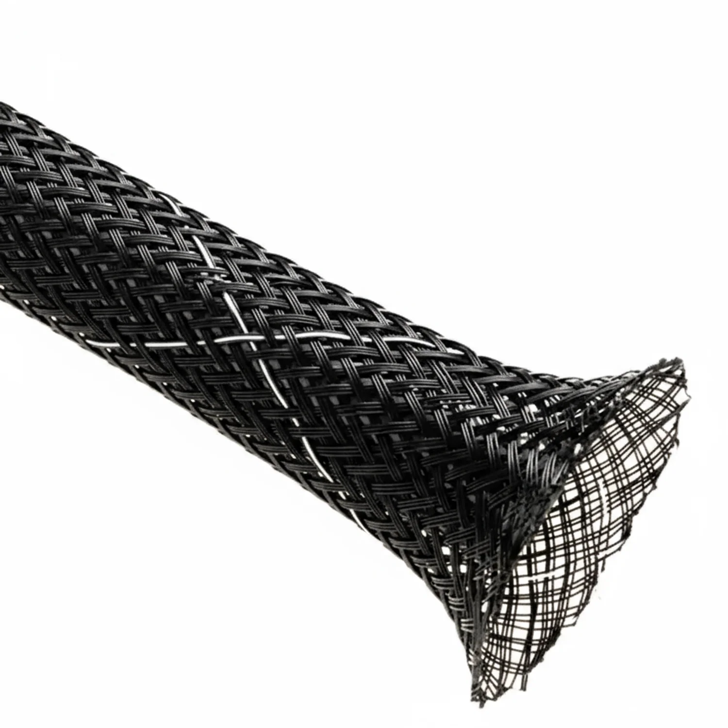 1/2” Black w/ White Tracer Techflex Flexo FR Flame Retardant Braided Sleeving 100ft - Image 3