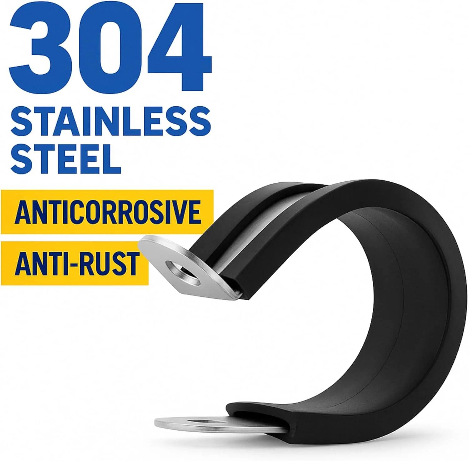 1/2" Rubber-Lined 304 Stainless Steel P-Clamp 100/bag - Image 4