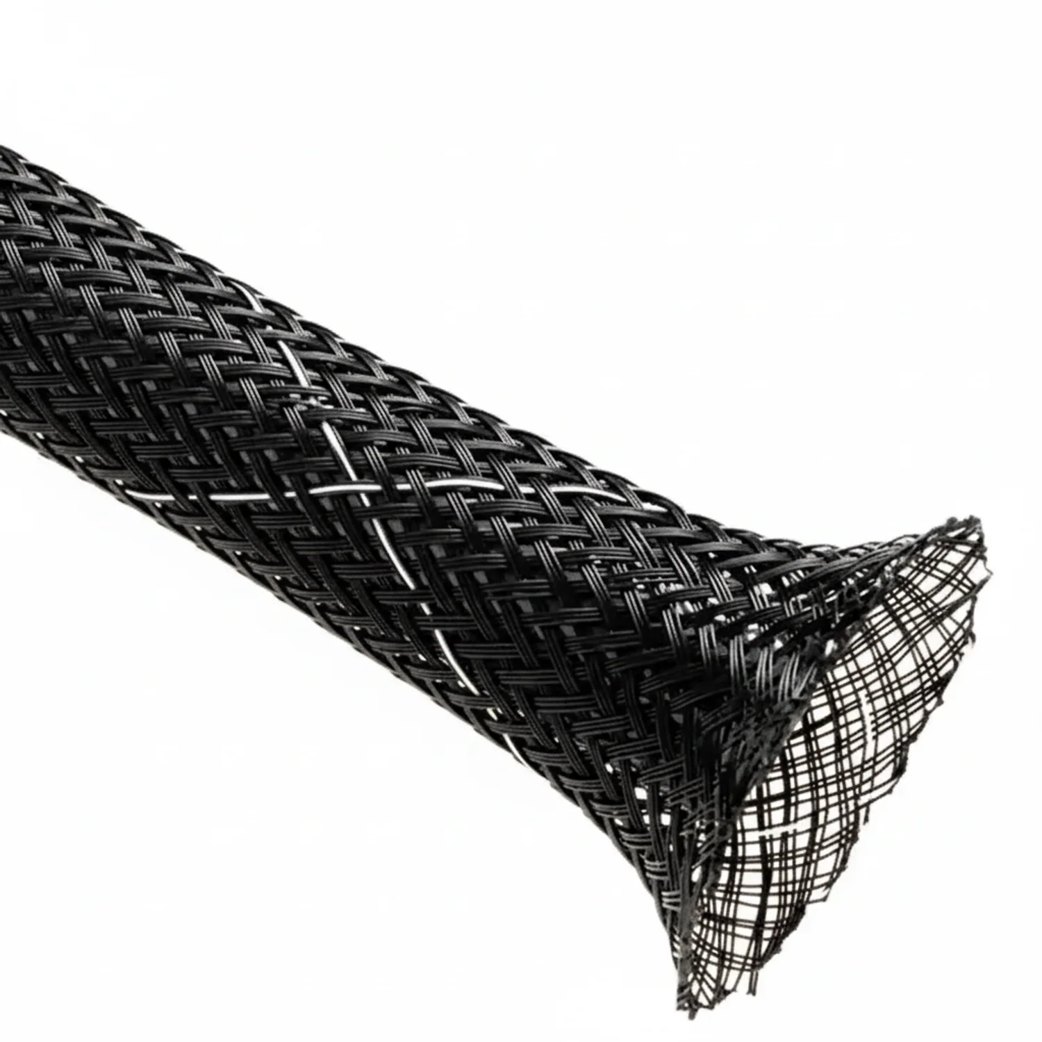 1 3/4” Black w/ White Tracer Techflex Flexo FR Flame Retardant Braided Sleeving 30ft - Image 3