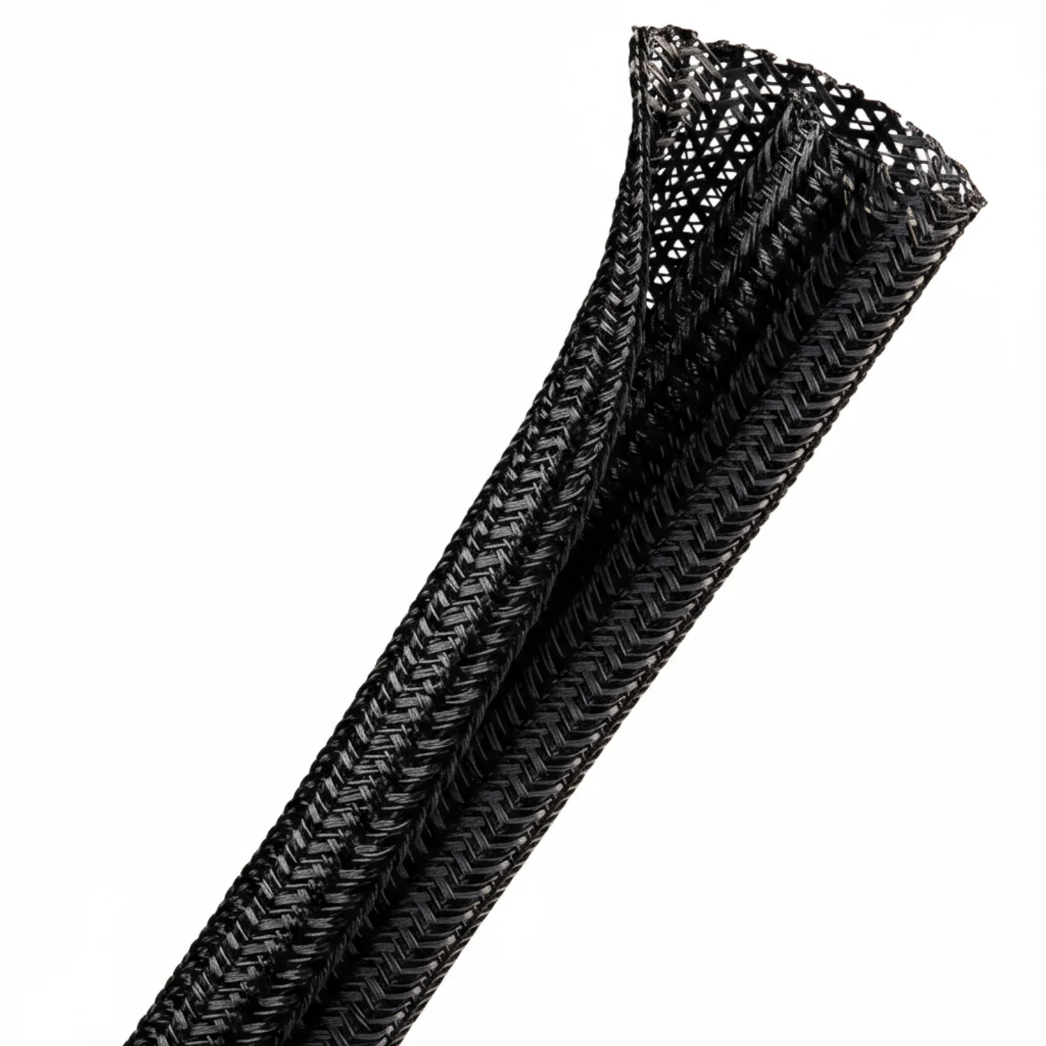 1/4" Black Techflex F6 Wrap-Around Braided Sleeving 100ft - Image 2