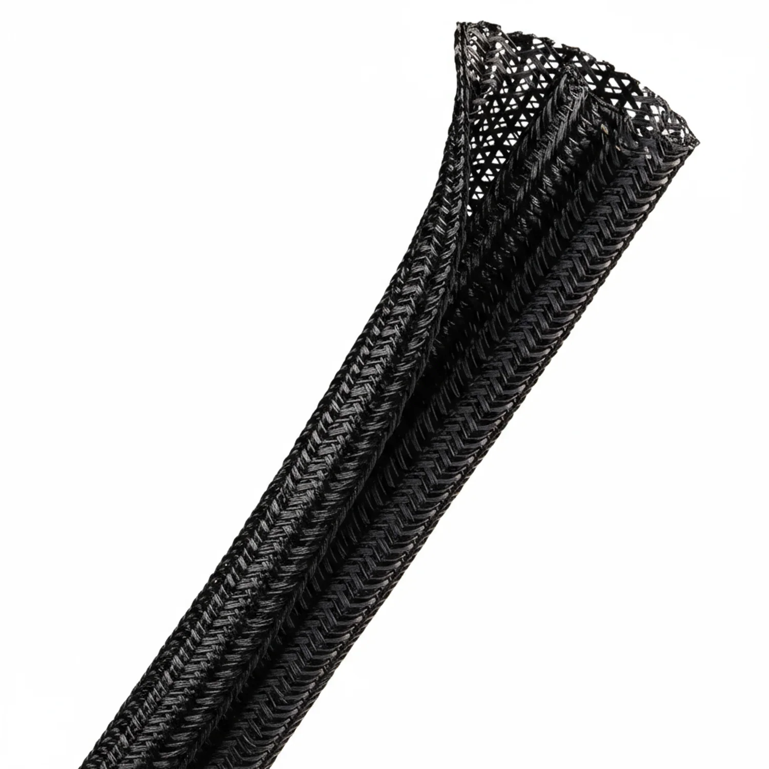 1/8" Black Techflex F6 Wrap-Around Braided Sleeving 100ft - Image 2