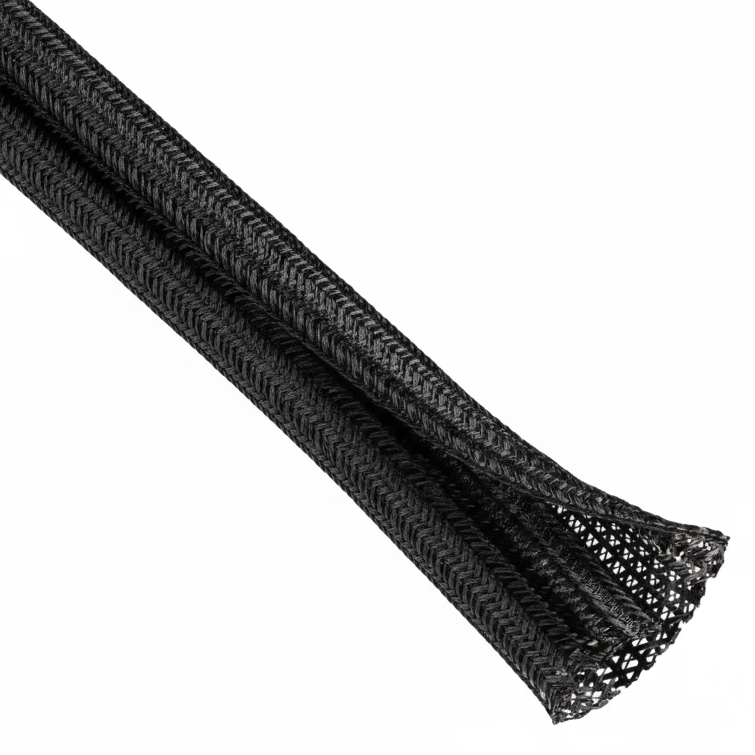 1" Black Techflex F6 Wrap-Around Braided Sleeving 50ft - Image 2