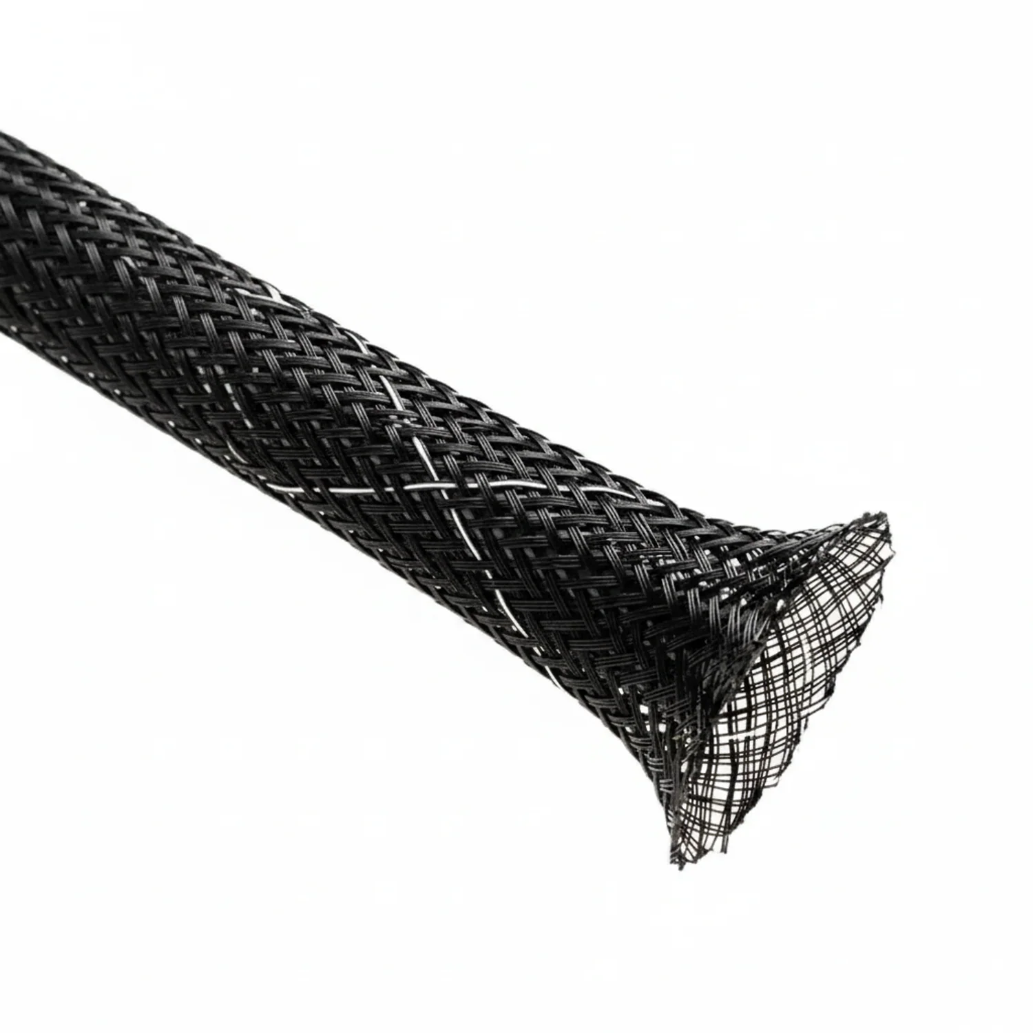 1” Black w/ White Tracer Techflex Flexo FR Flame Retardant Braided Sleeving 65ft - Image 3