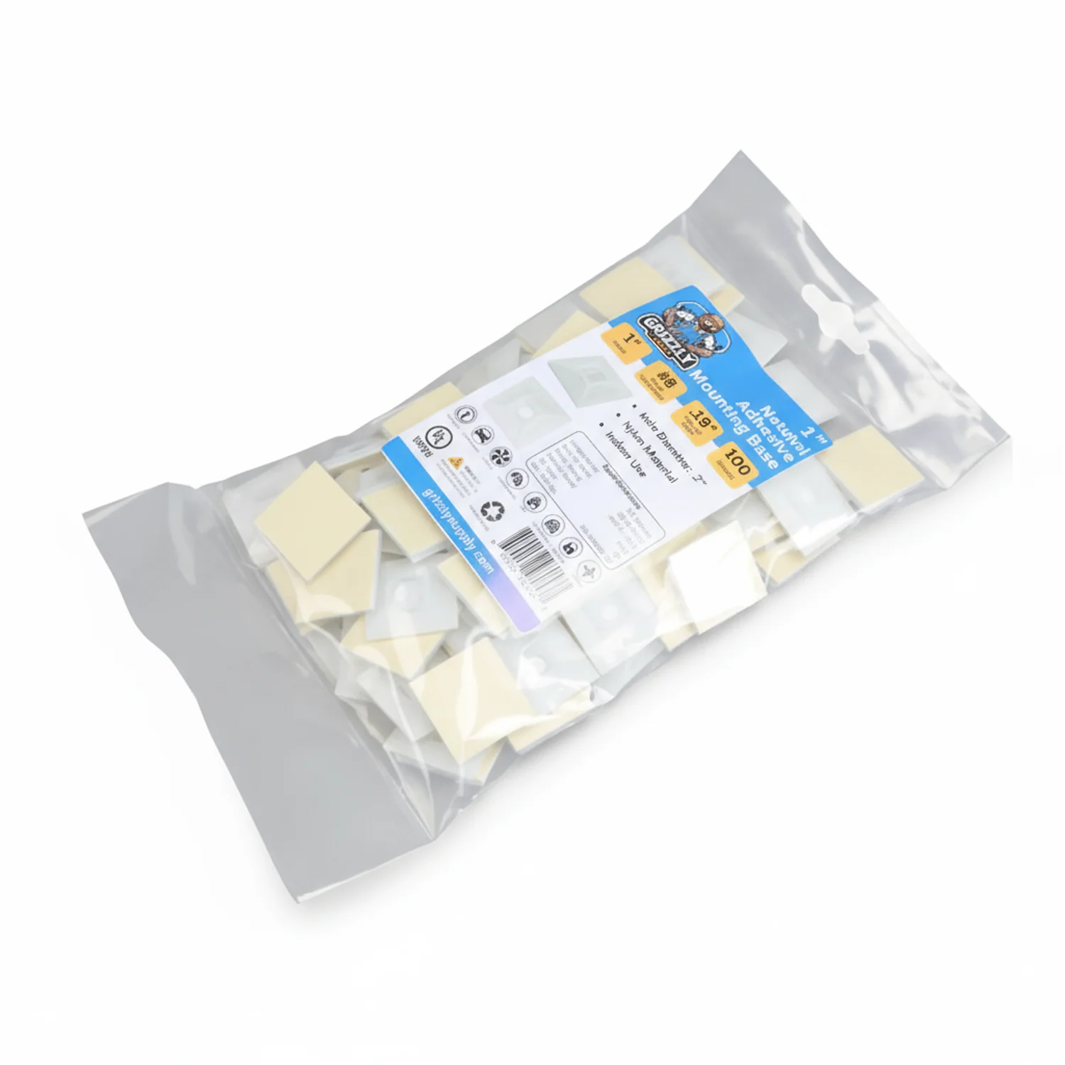 1" Natural 4-Way Adhesive Cable Mounts 100/bag - Image 2