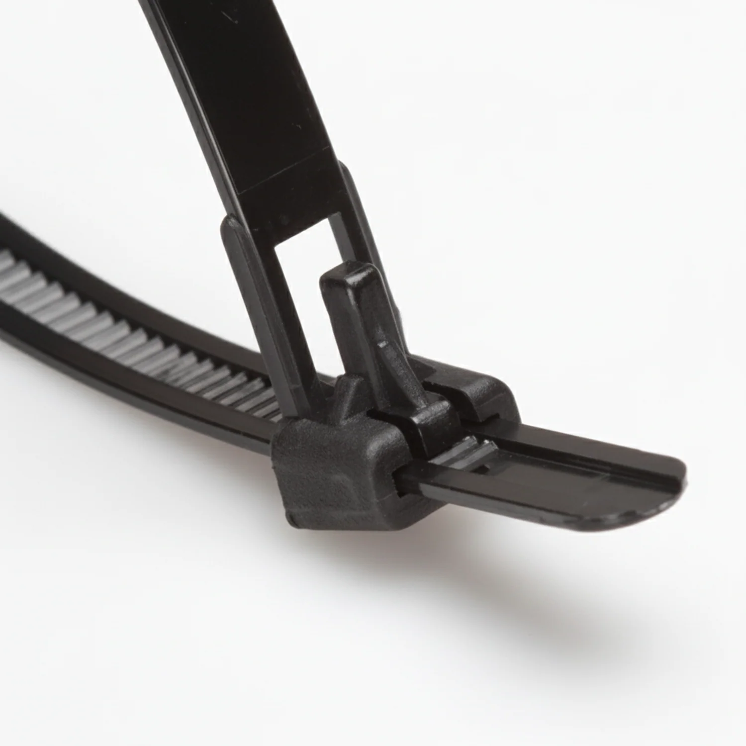 10" 50lb Black Trigger Releasable Cable Ties / Zip Ties 100/bag Part #RT10-50-0M-.30