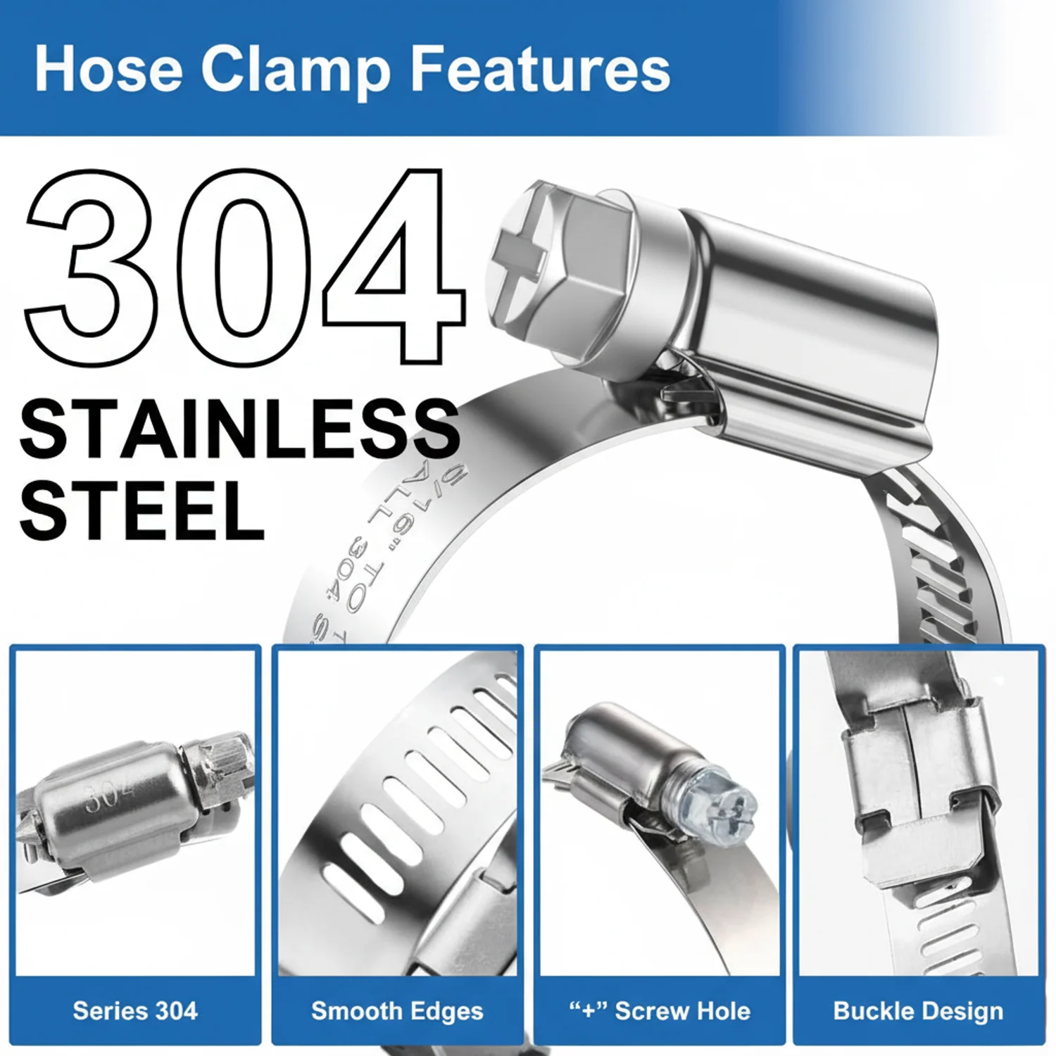 #10P Stainless Steel Hose Clamp w/ Zinc Plated Screw 10/box - Image 10