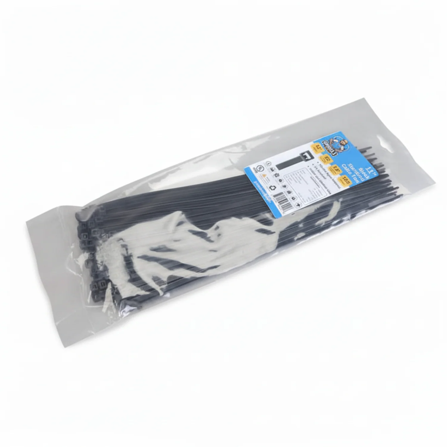 11" 50lb BlackUV Cable Tie 100/bag - Image 2