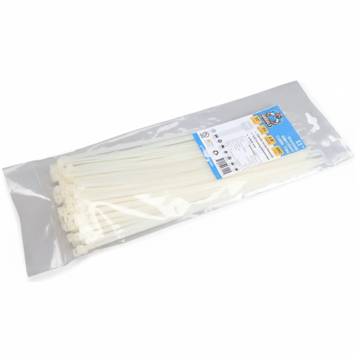11" 50lb Natural Cable Tie 100/bag - Image 2