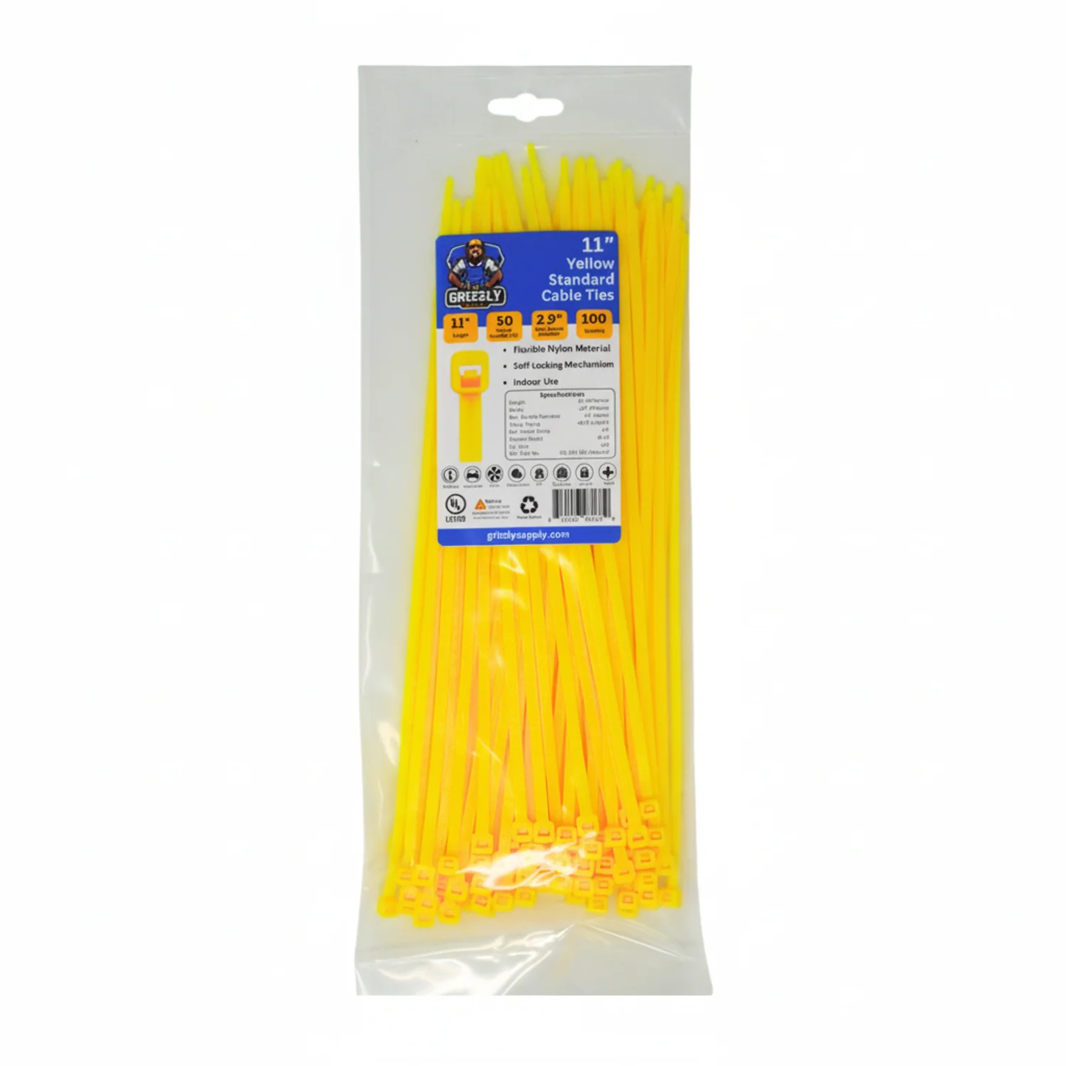 11" 50lb Yellow Cable Tie 100/bag - Image 2