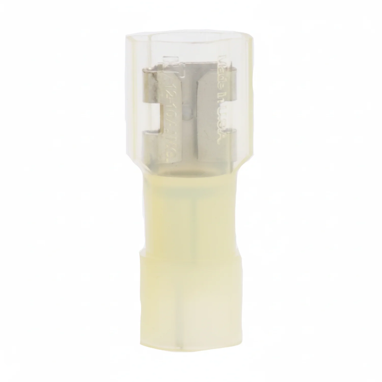 12-10 AWG Yellow Nylon Insulated Fully Insulated Style B Disconnect Terminals, 100/bag