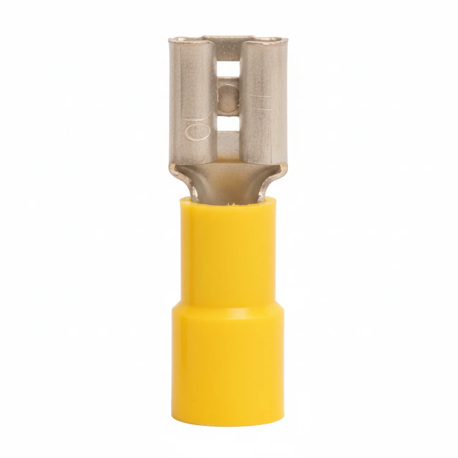 12-10 AWG Yellow Vinyl Insulated Butted Seam Disconnect Terminals, 100/bag