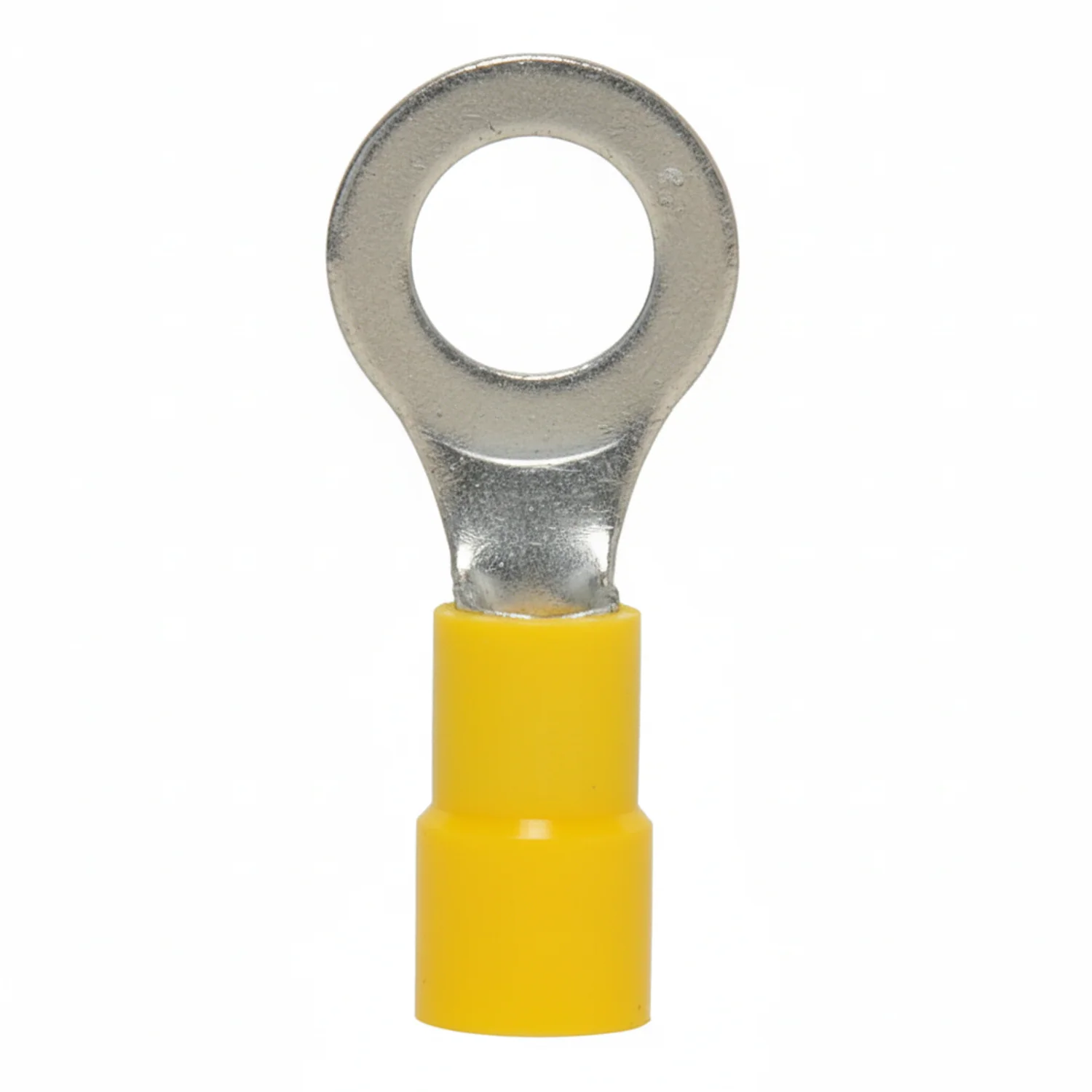 12-10 AWG Yellow Vinyl Insulated Butted Seam 5/16 Ring Terminals 100/bag