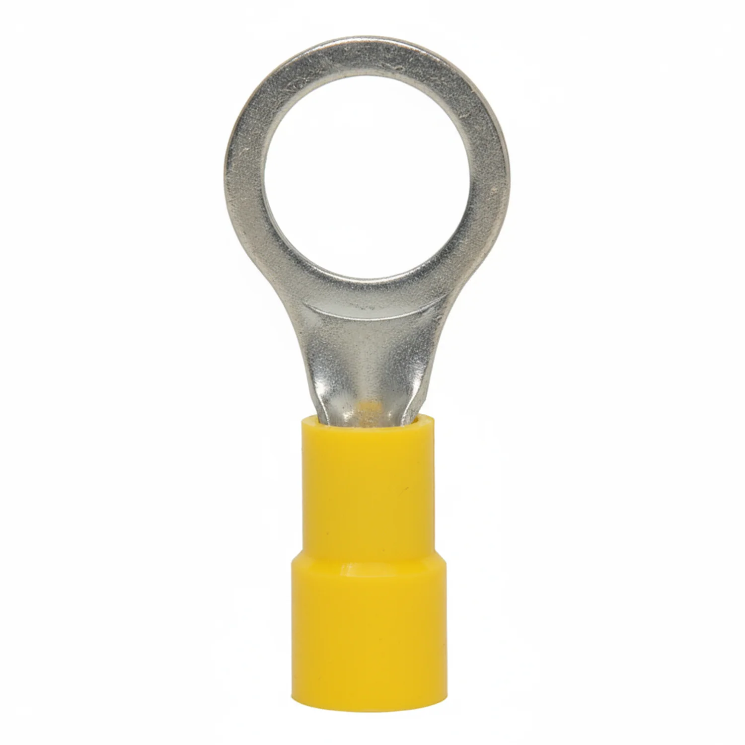 12-10 AWG Yellow Vinyl Insulated Butted Seam 3/8 Ring Terminals 100/bag