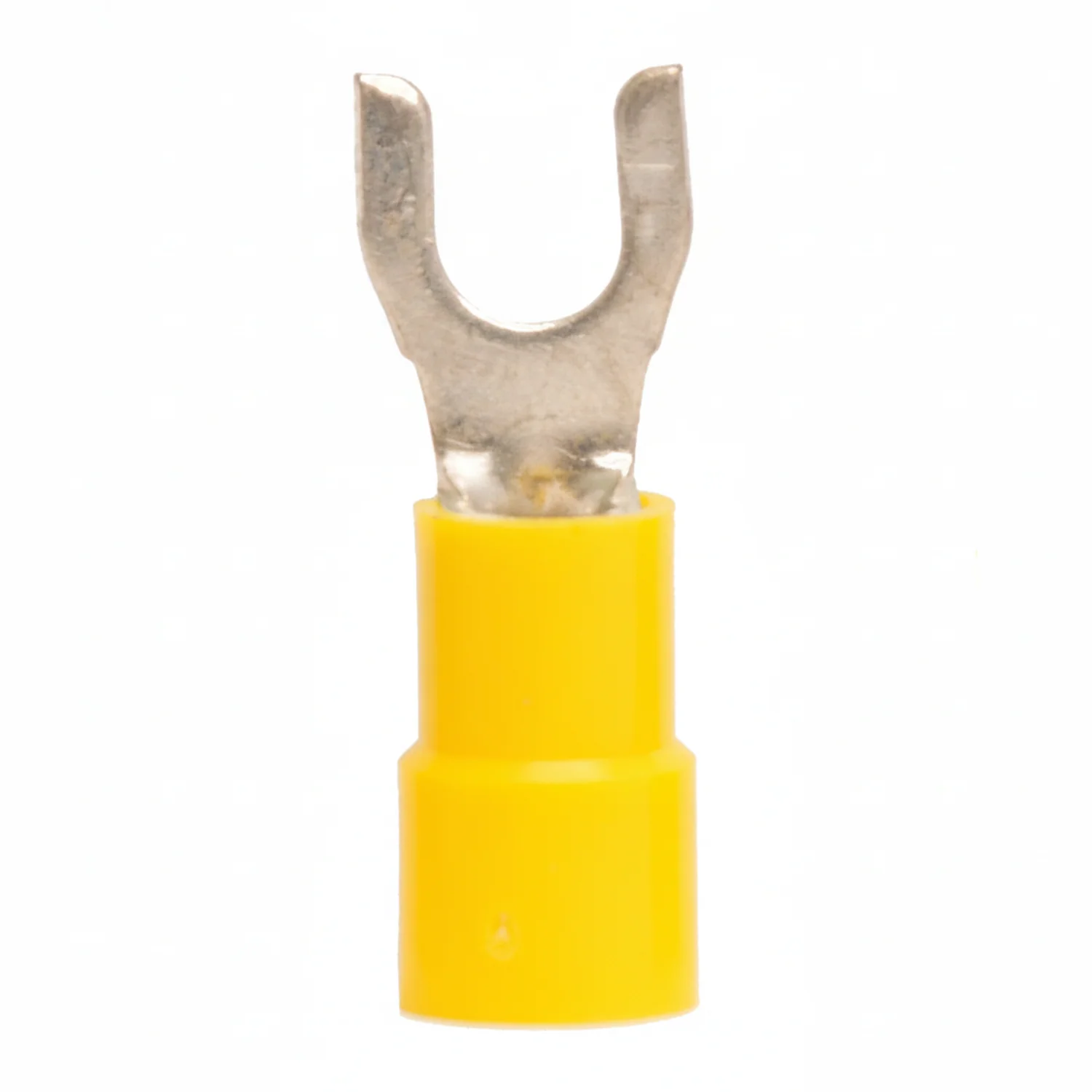 12-10 AWG Yellow Vinyl Insulated Butted Seam Spade Terminals, 100/bag