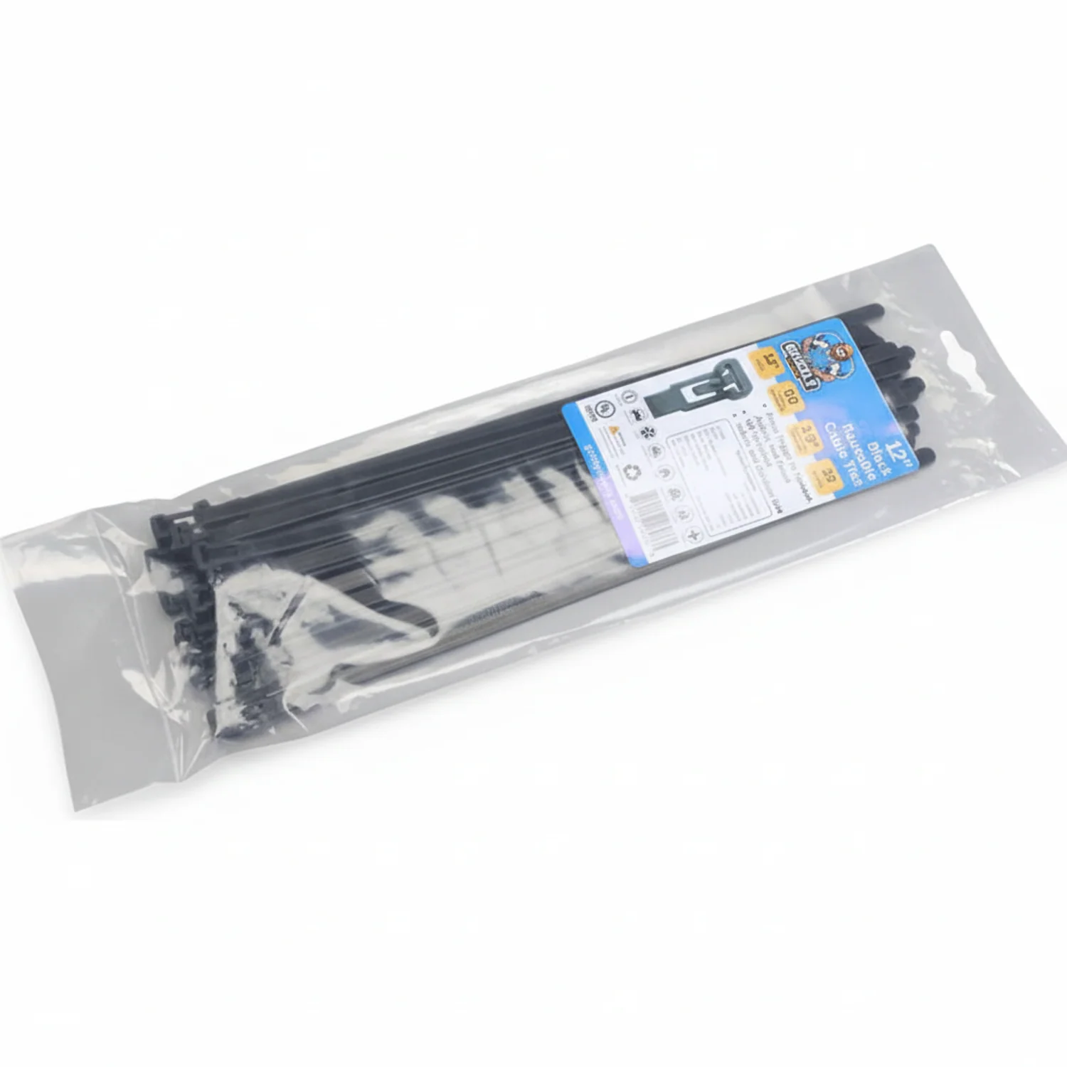 12" 50lb BlackUV Releasable Cable Tie 25/bag - Image 2