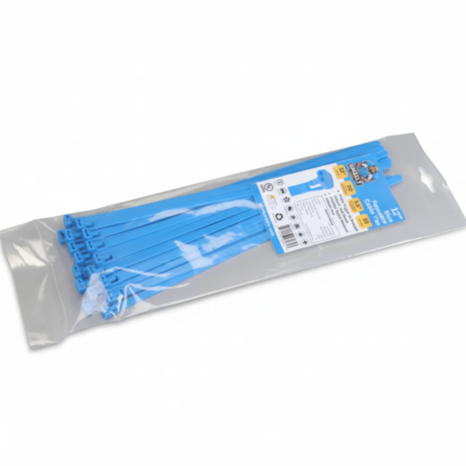 12" 50lb Blue Releasable Cable Tie 25/bag - Image 2