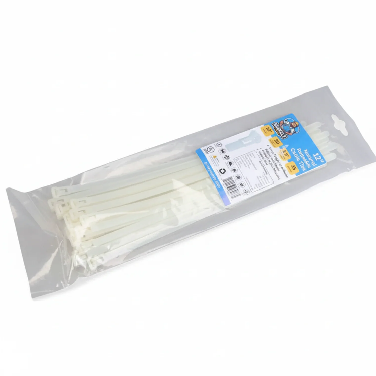 12" 50lb Natural Releasable Cable Tie 25/bag - Image 2
