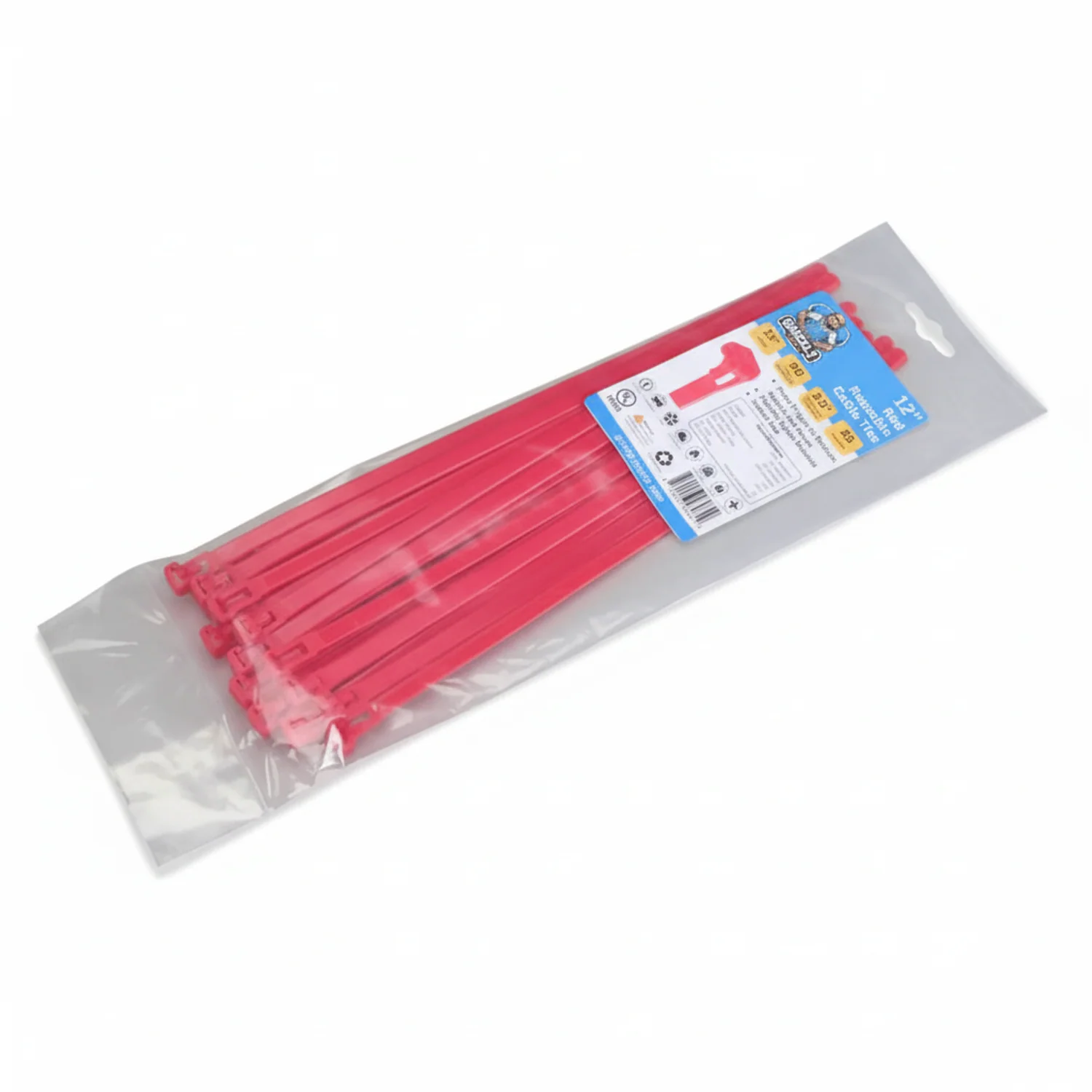 12" 50lb Red Releasable Cable Tie 25/bag - Image 2
