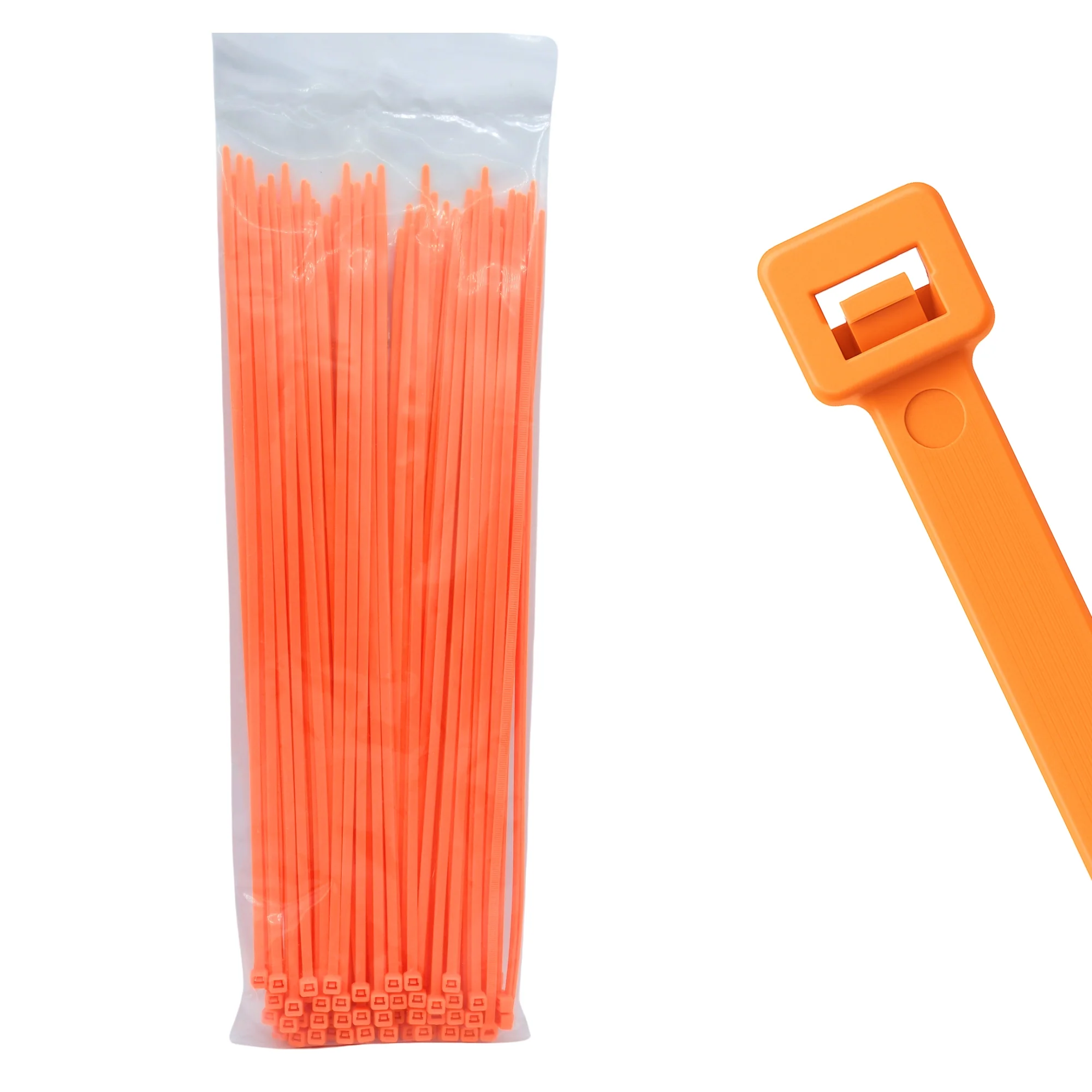 14" 120lb Fluorescent Orange Cable Ties / Zip Ties 100/bag Part # C14-120-Flo Orange
