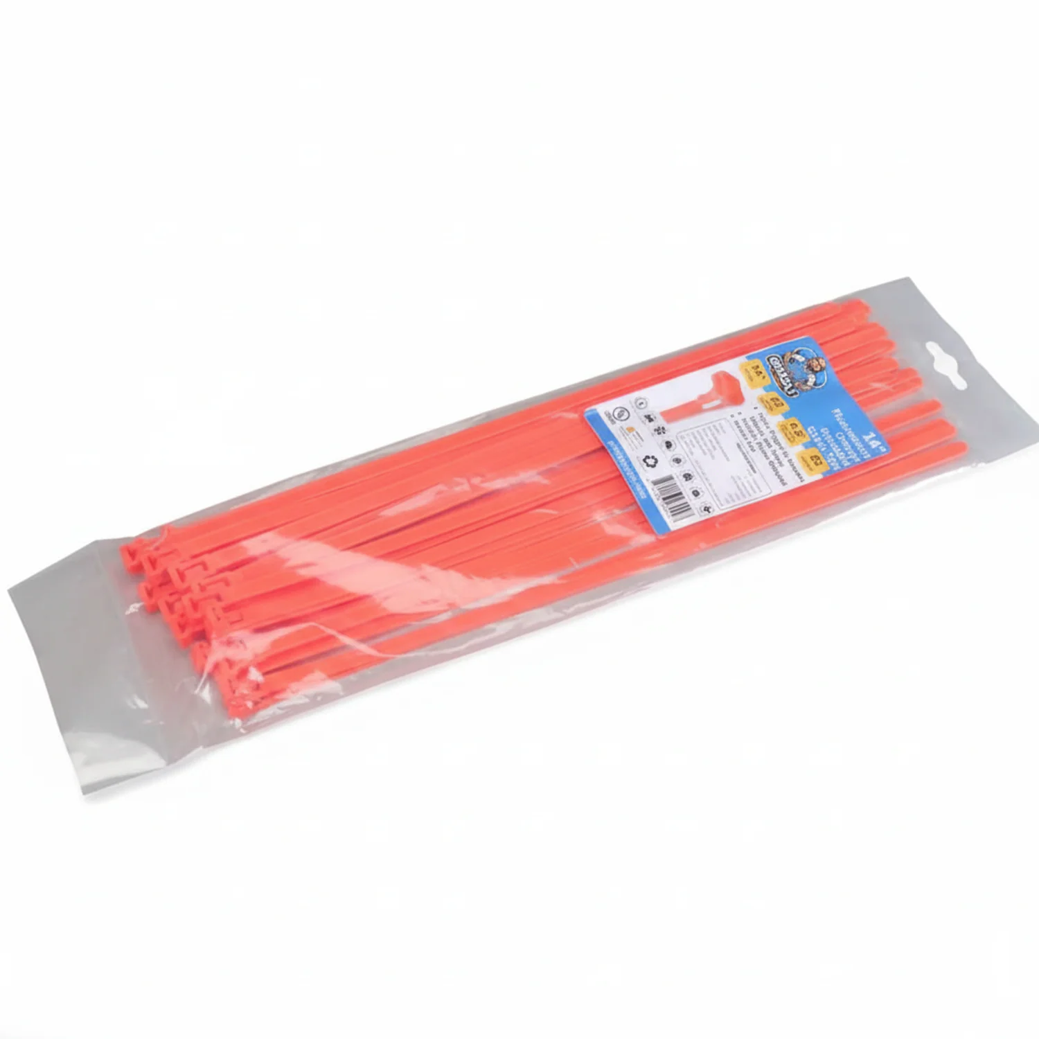 14" 50lb Flo Orange Releasable Cable Tie 25/bag - Image 2