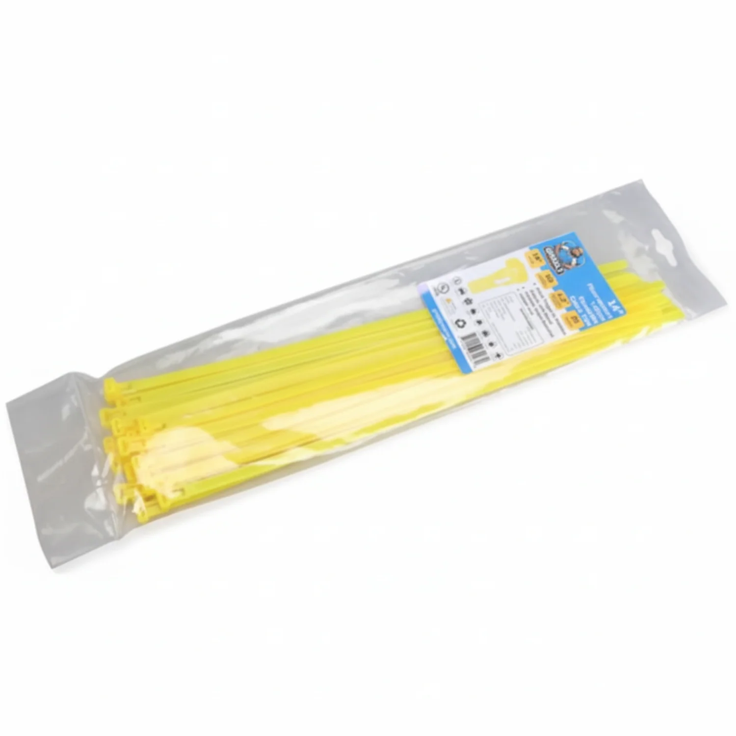 14" 50lb Flo Yellow Releasable Cable Tie 25/bag - Image 2