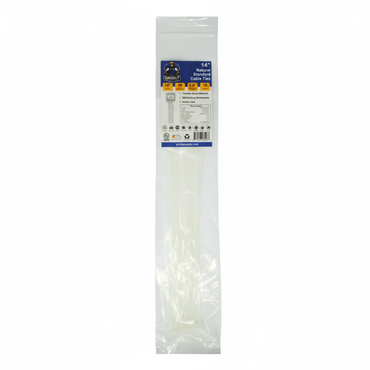 14" 50lb Natural Cable Tie 15/bag
