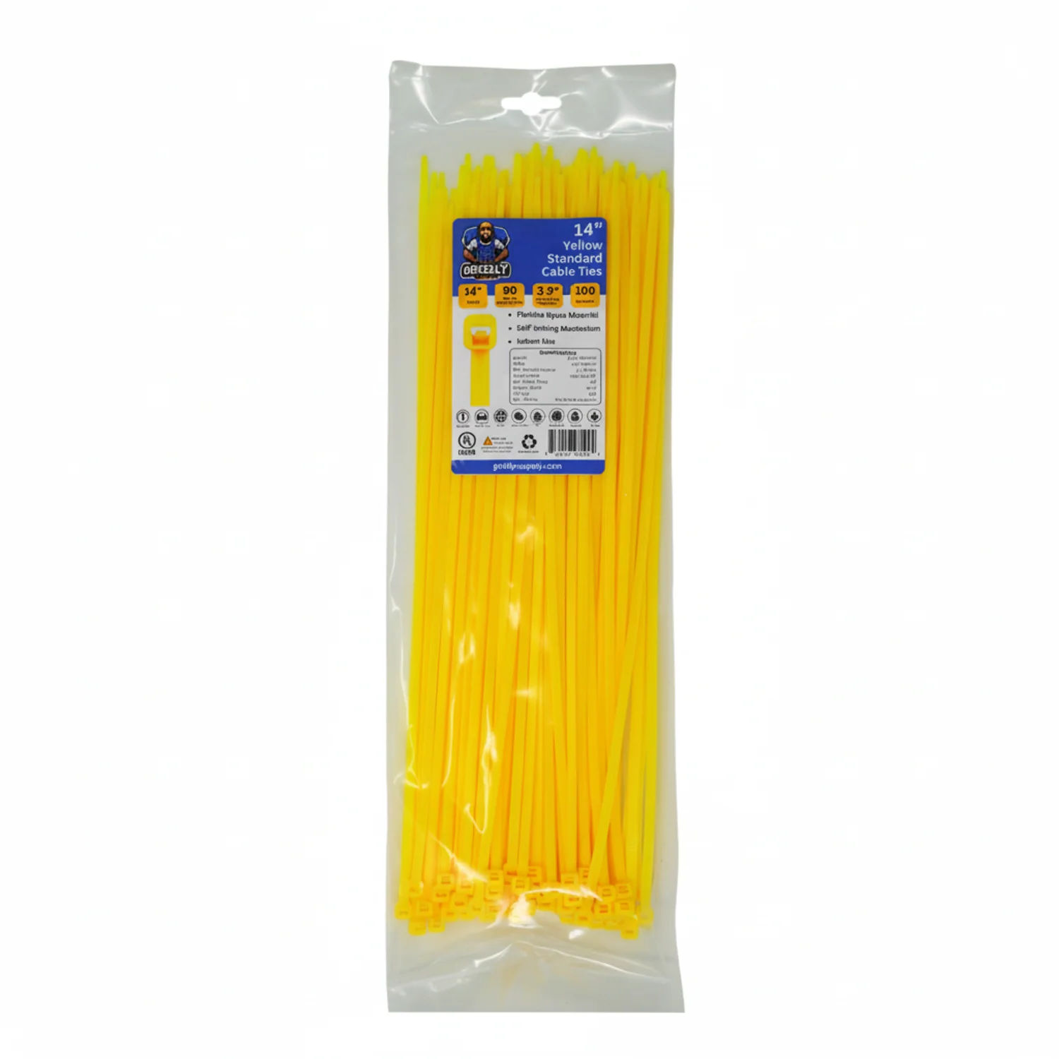 14" 50lb Yellow Cable Tie 100/bag - Image 2