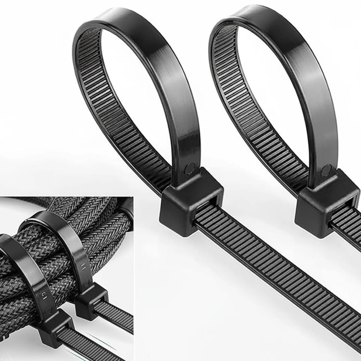 14" 75lb UV Black Cable Ties / Zip Ties 100/bag - Image 3