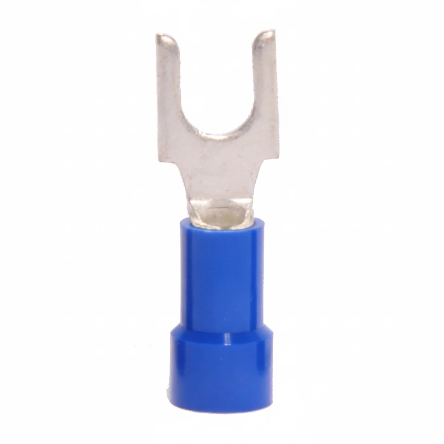 16-14 AWG Blue Vinyl Insulated Block Spade Terminals, 100/bag