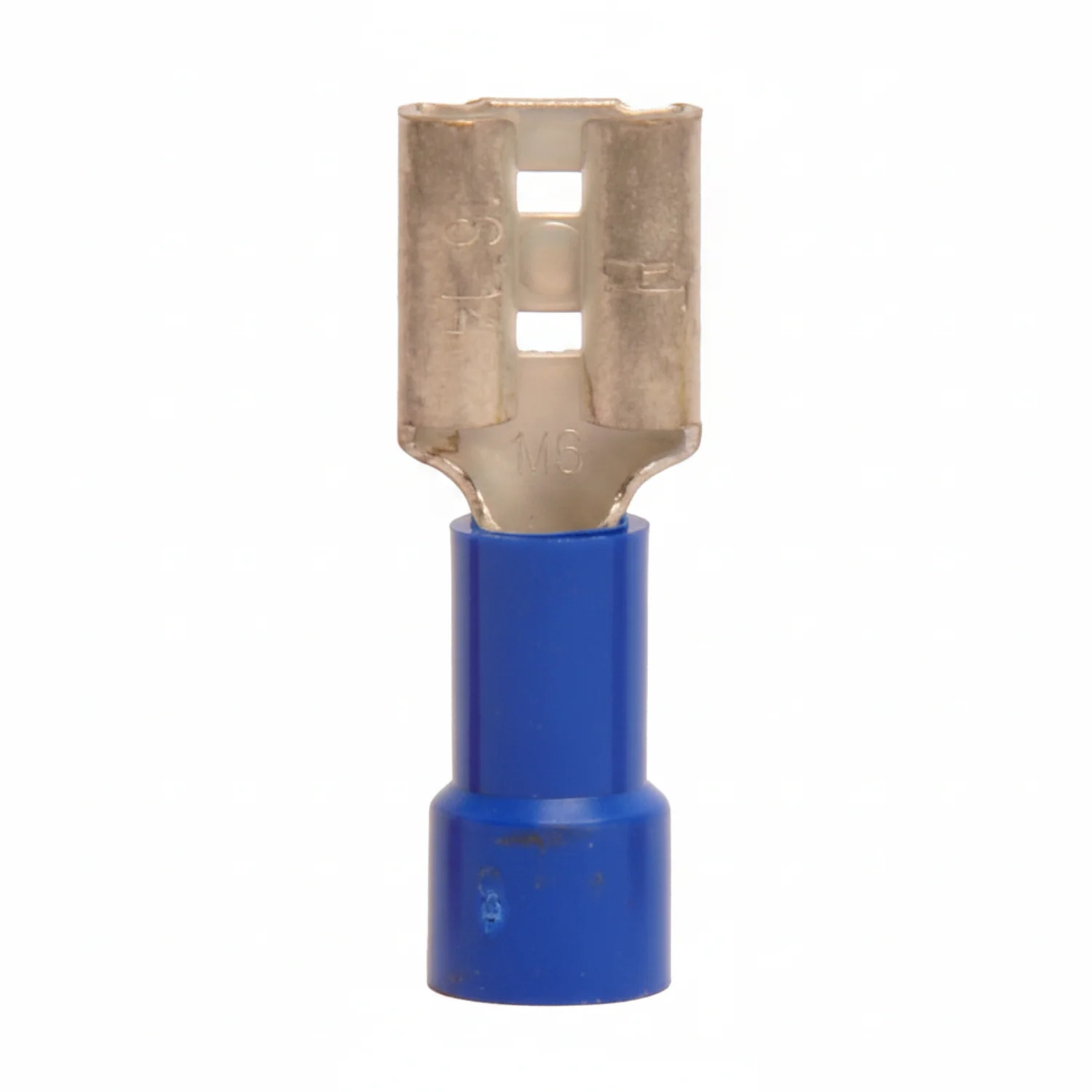 16-14 AWG Blue Vinyl Insulated Butted Seam Disconnect Terminals, 100/bag