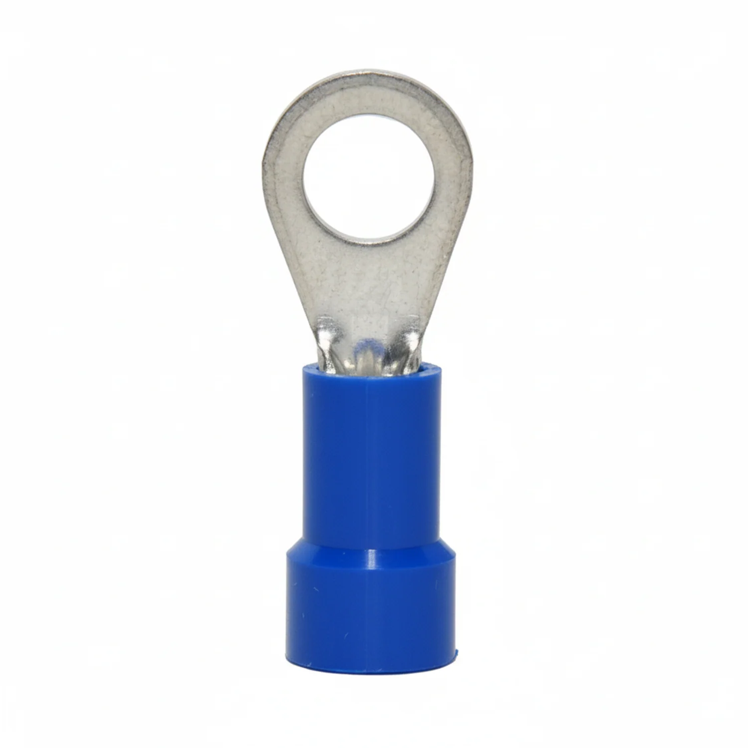 16-14 AWG Blue Vinyl Insulated Butted Seam #10 Ring Terminals 100/bag