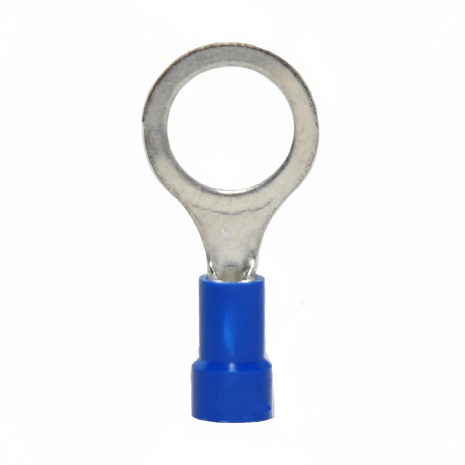 16-14 AWG Blue Vinyl Insulated Butted Seam 3/8 Ring Terminals 100/bag