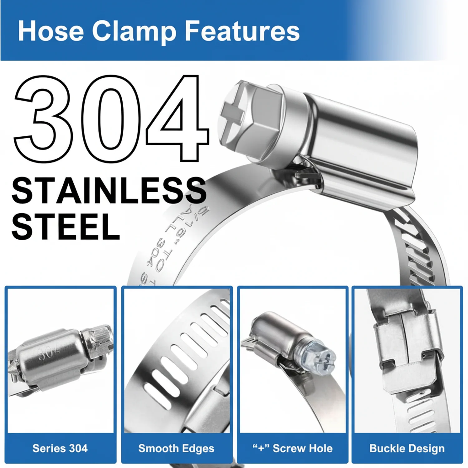 #16P Stainless Steel Hose Clamp w/ Zinc Plated Screw 10/box - Image 8