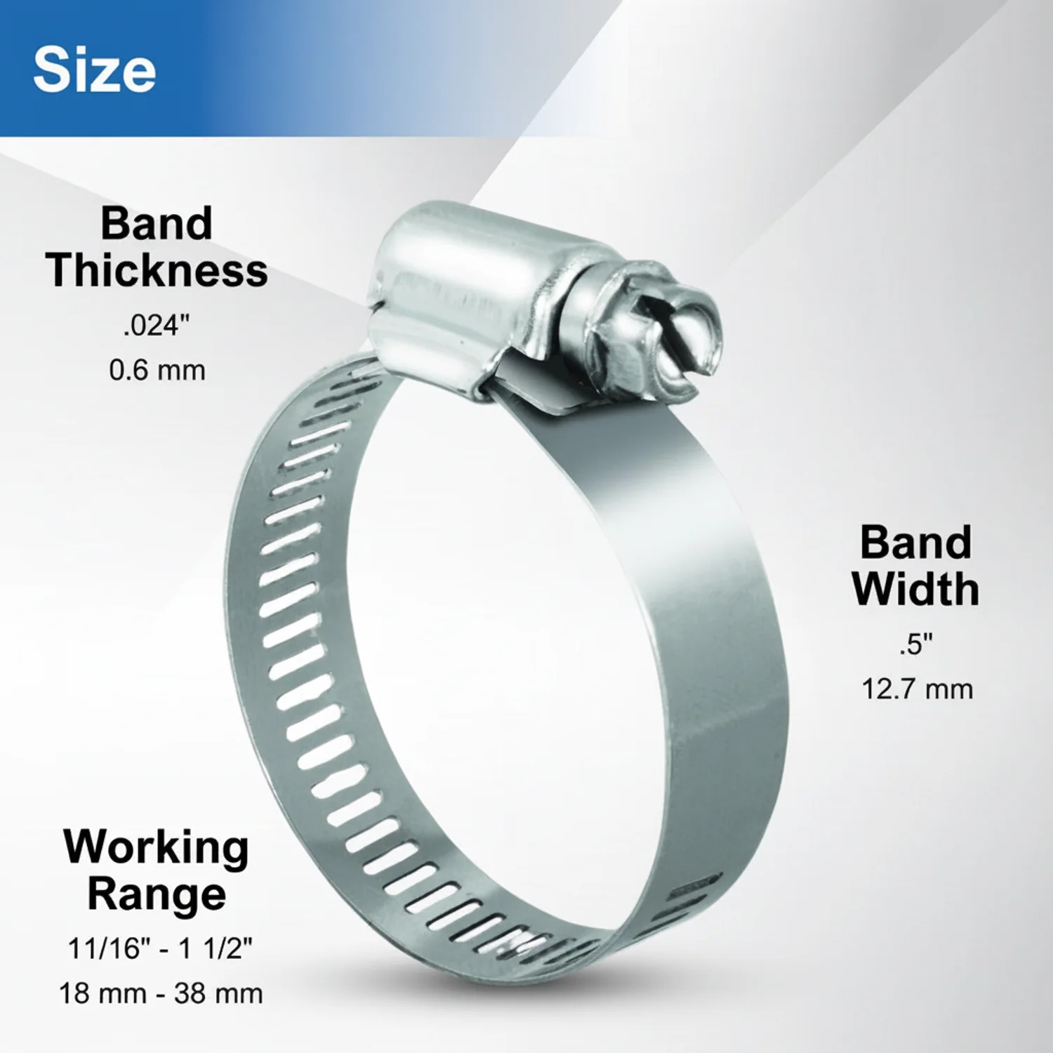 #16S All Stainless Steel Hose Clamp 10/box - Image 3
