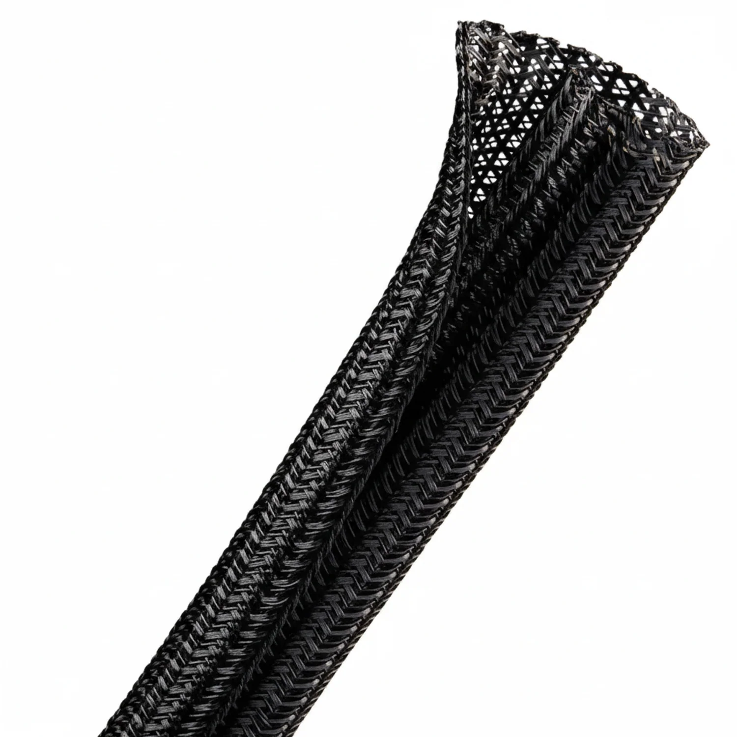 2" Black Techflex F6 Wrap-Around Braided Sleeving 25ft - Image 2