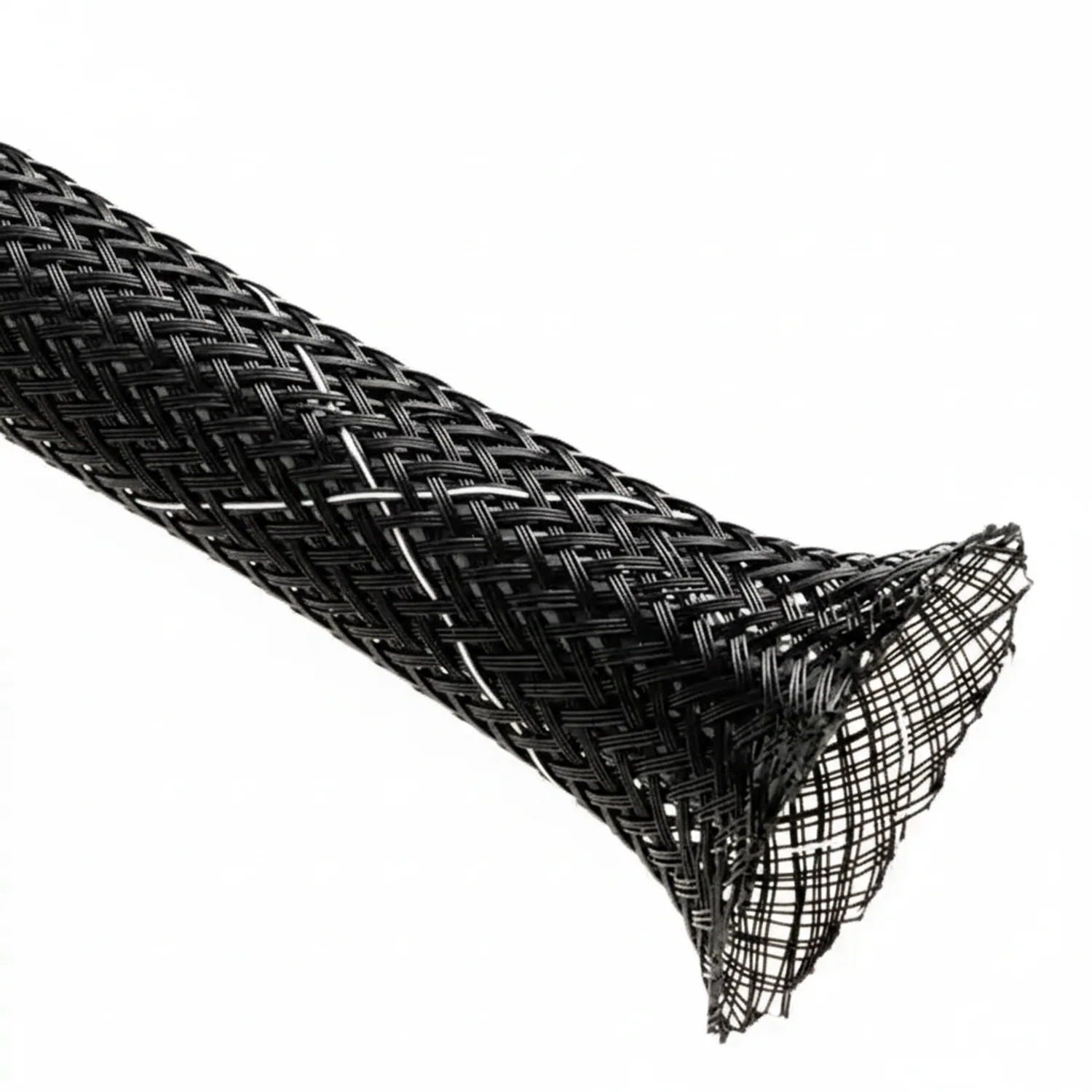 2” Black w/ White Tracer Techflex Flexo FR Flame Retardant Braided Sleeving 50ft - Image 3