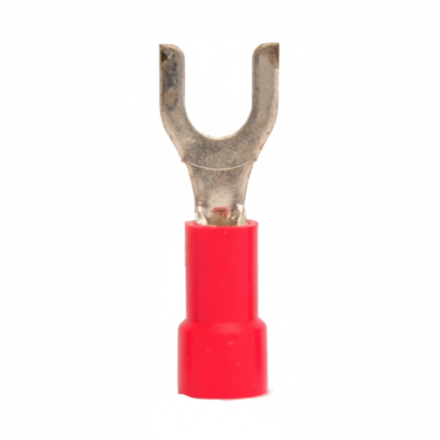 22-18 AWG Red Vinyl Insulated Butted Seam Spade Terminals, 100/bag