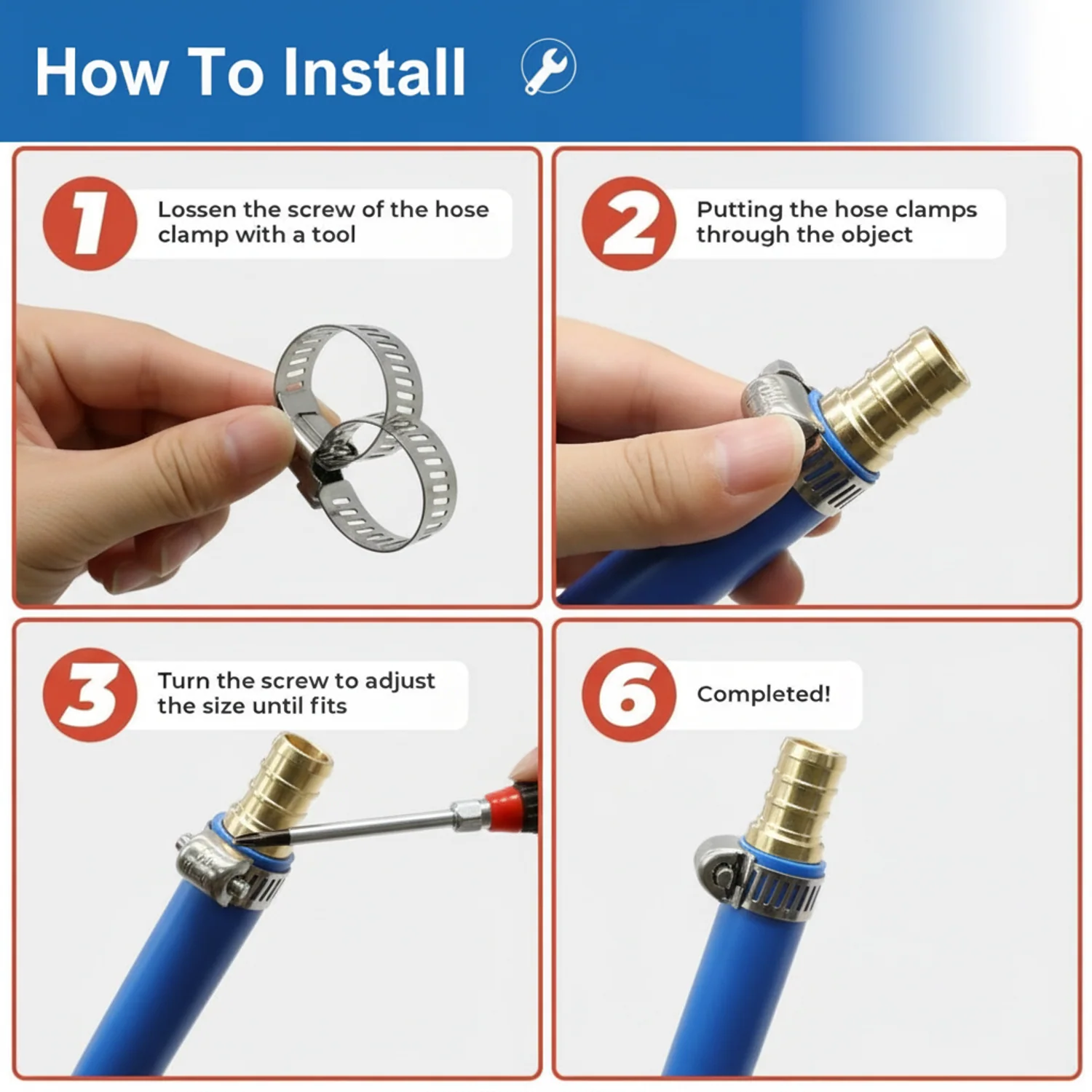 #24P Stainless Steel Hose Clamp w/ Zinc Plated Screw 10/box - Image 10