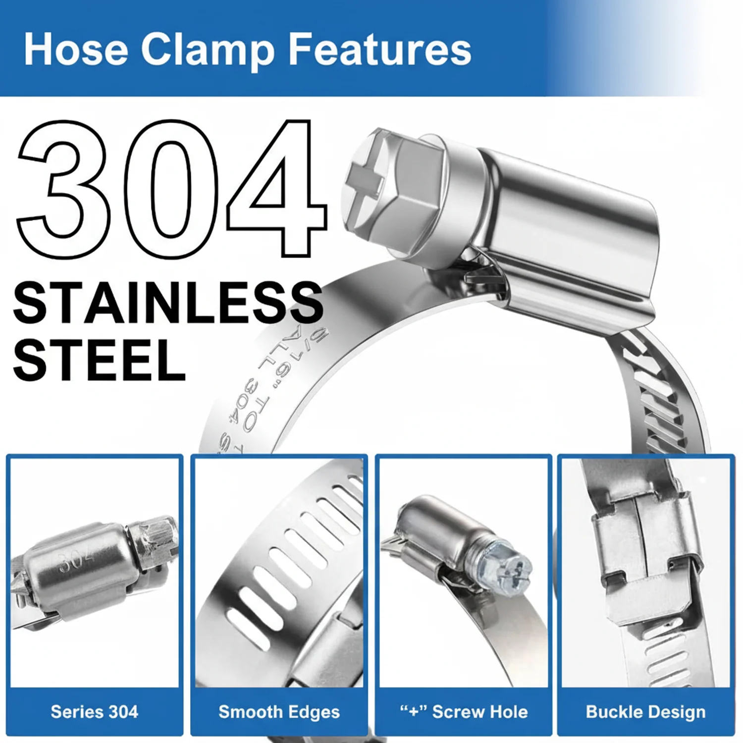 #24P Stainless Steel Hose Clamp w/ Zinc Plated Screw 10/box - Image 8