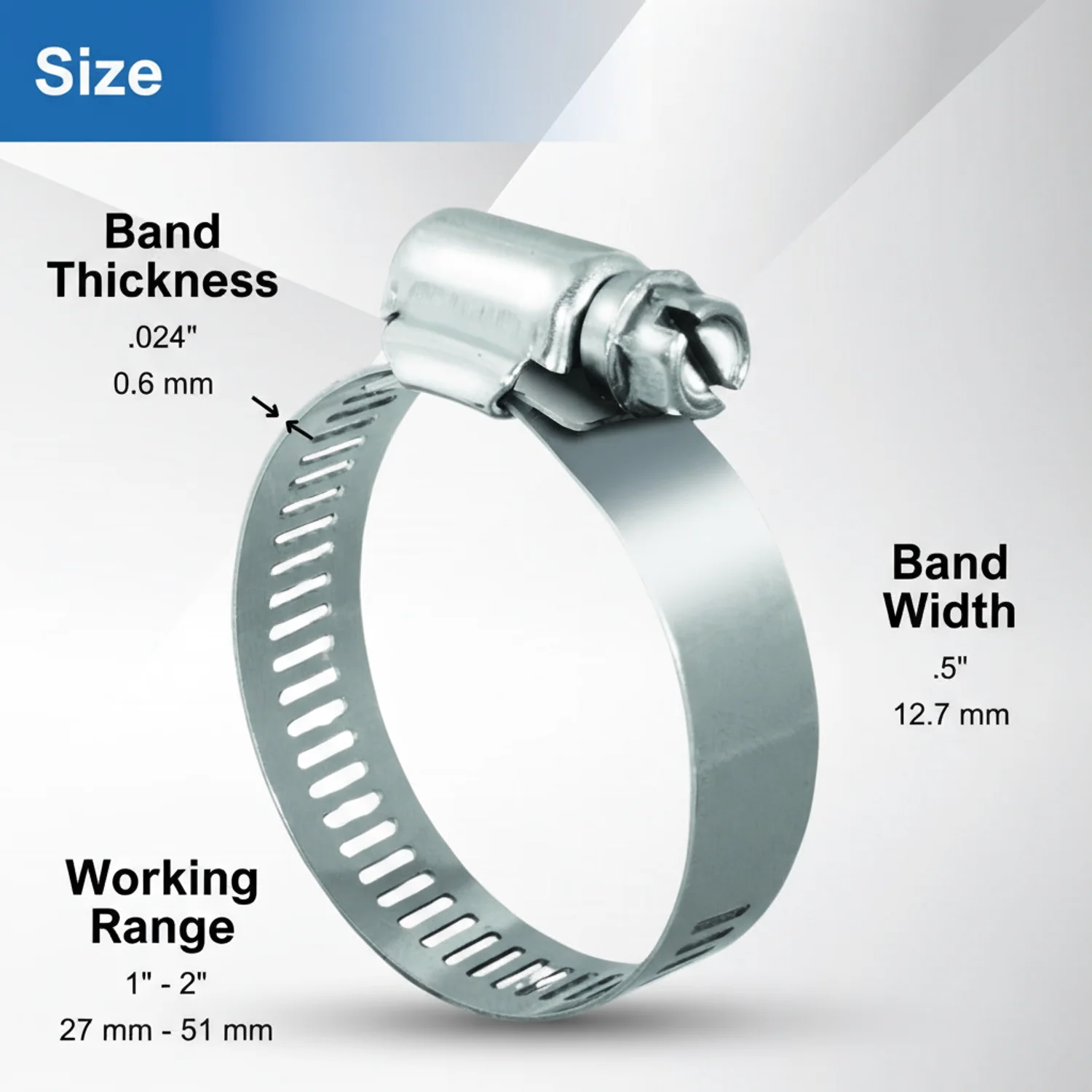 #24S All Stainless Steel Hose Clamp 10/box - Image 4