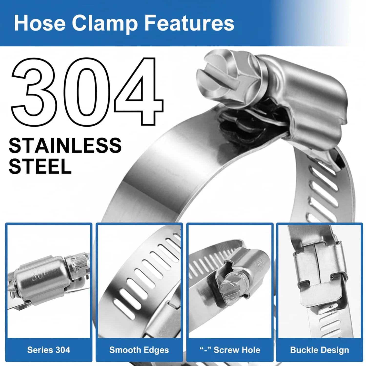 #24S All Stainless Steel Hose Clamp 10/box - Image 8