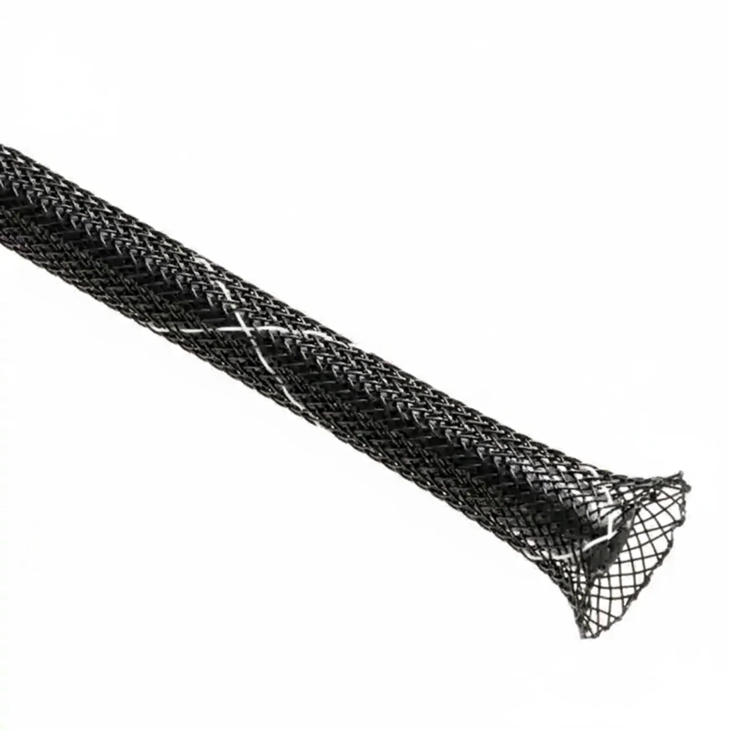 3/4” Black w/ White Tracer Techflex Flexo FR Flame Retardant Braided Sleeving 75ft - Image 2