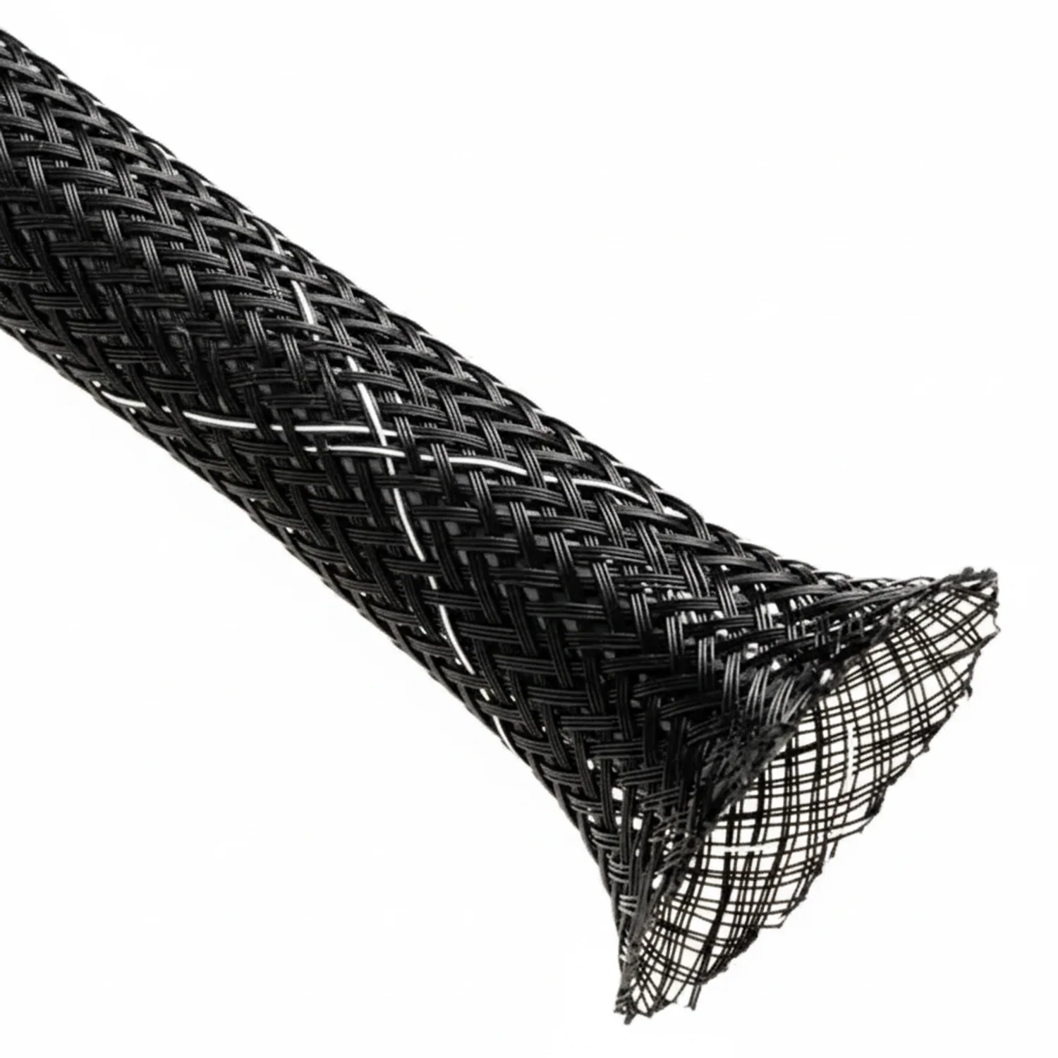 3/4” Black w/ White Tracer Techflex Flexo FR Flame Retardant Braided Sleeving 75ft - Image 3