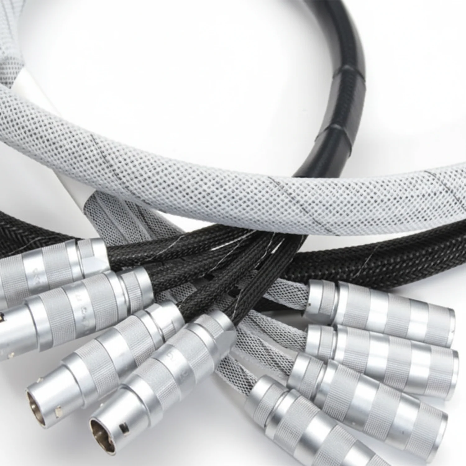 3/4” Black w/ White Tracer Techflex Flexo Halar Braided Sleeving 75ft