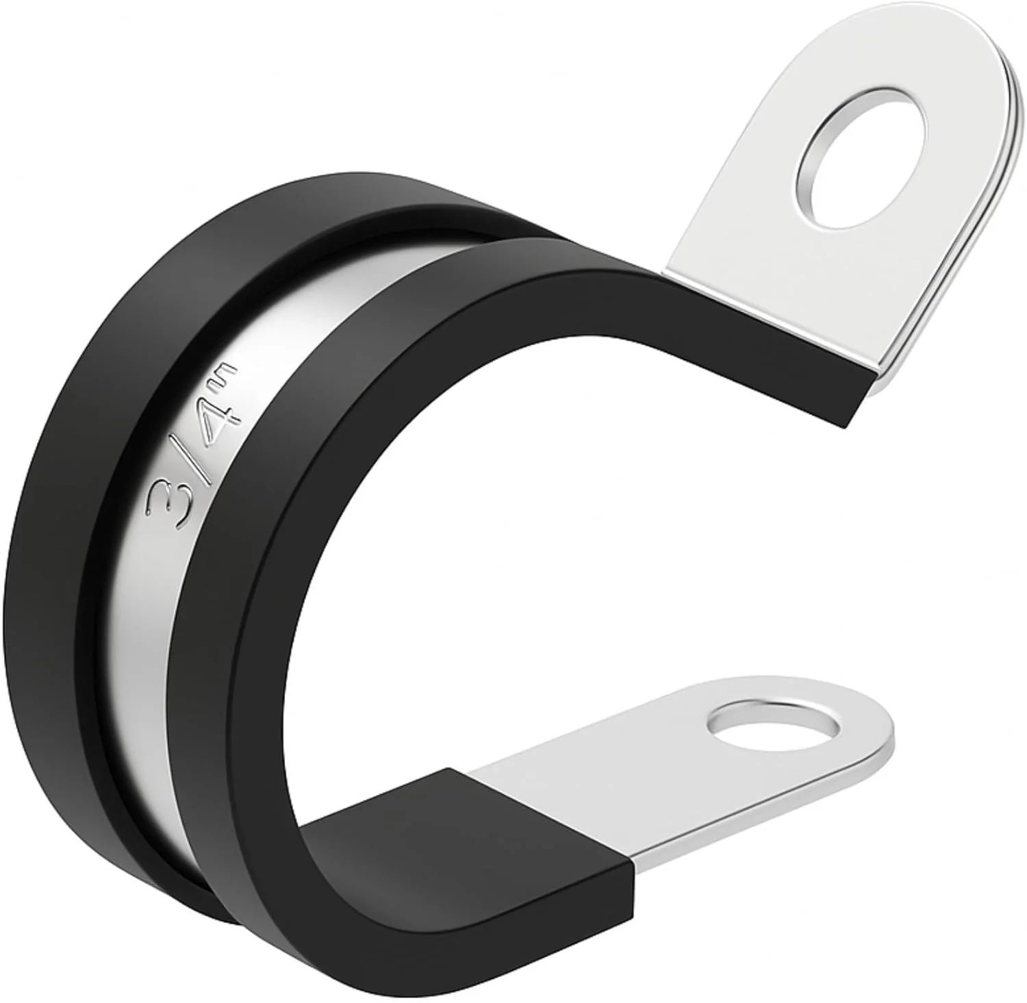 3/4" Rubber-Lined 304 Stainless Steel P-Clamp 100/bag
