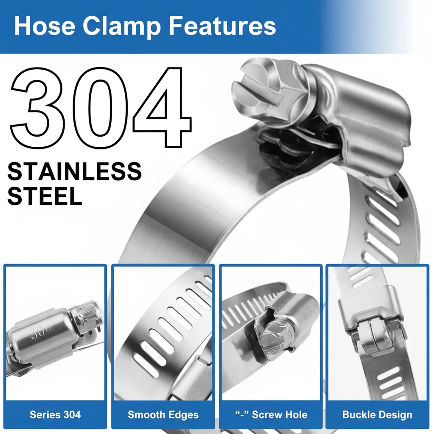 #36S All Stainless Steel Hose Clamp 10/box - Image 6