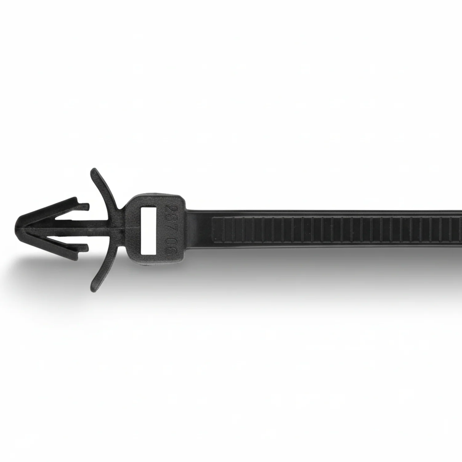 4" 18lb Black Push Mount Cable Ties / Zip Ties With Wings 100/bag Part # PM4-18-0C-WW - Image 3